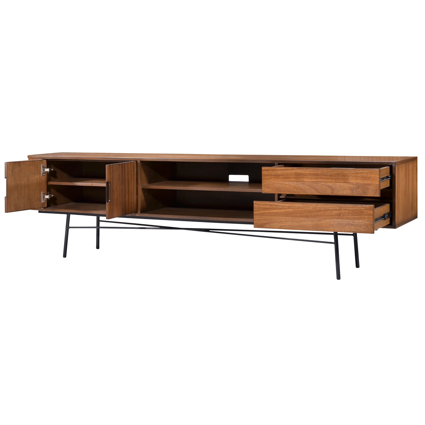 Criterion Albany Entertainment Unit, TV Cabinet 2100mm Semi-Assembled, Powder Coated Steel Legs Dark Ash