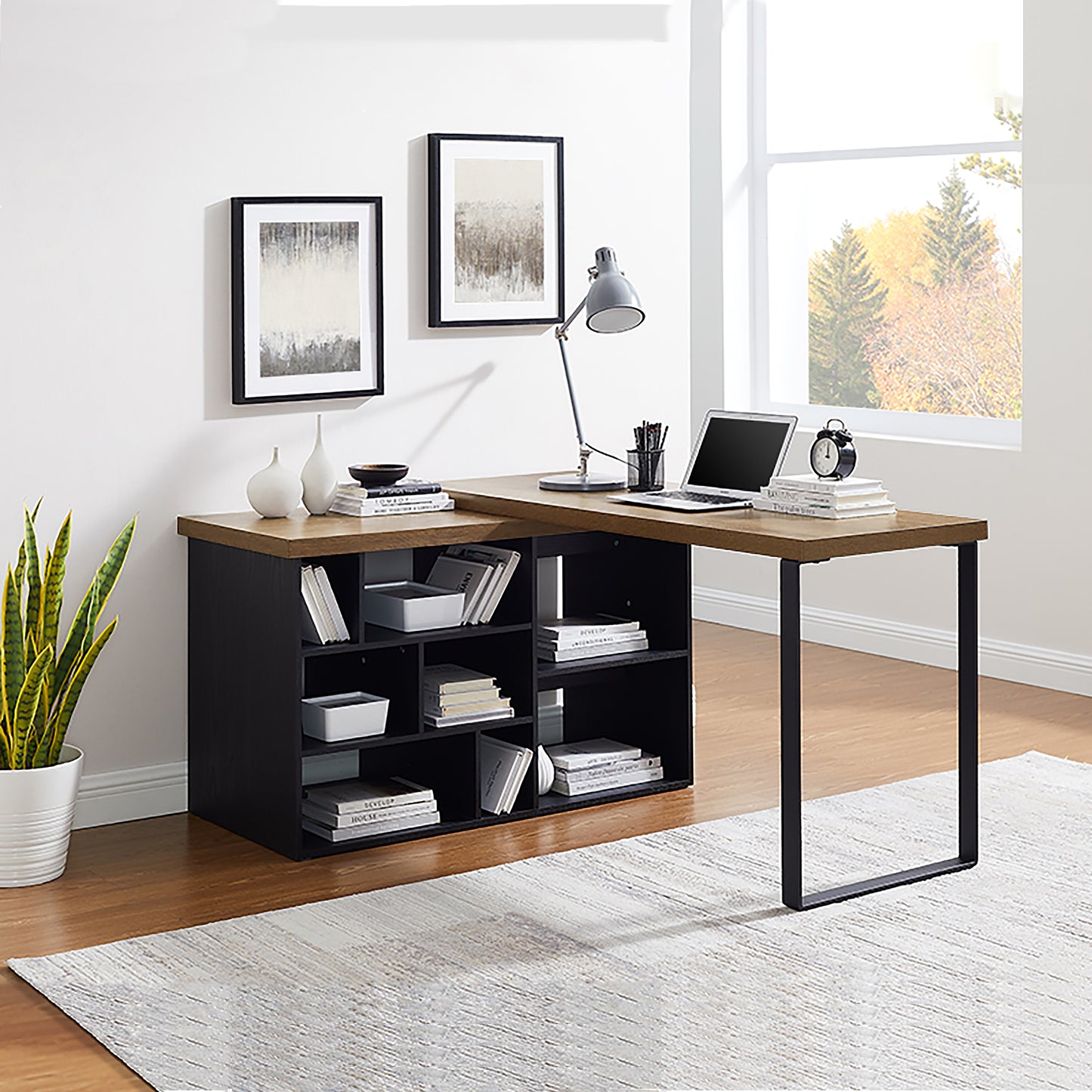 Criterion Aspire Desk Adjustable Return 1500mm Dark Oak Black
