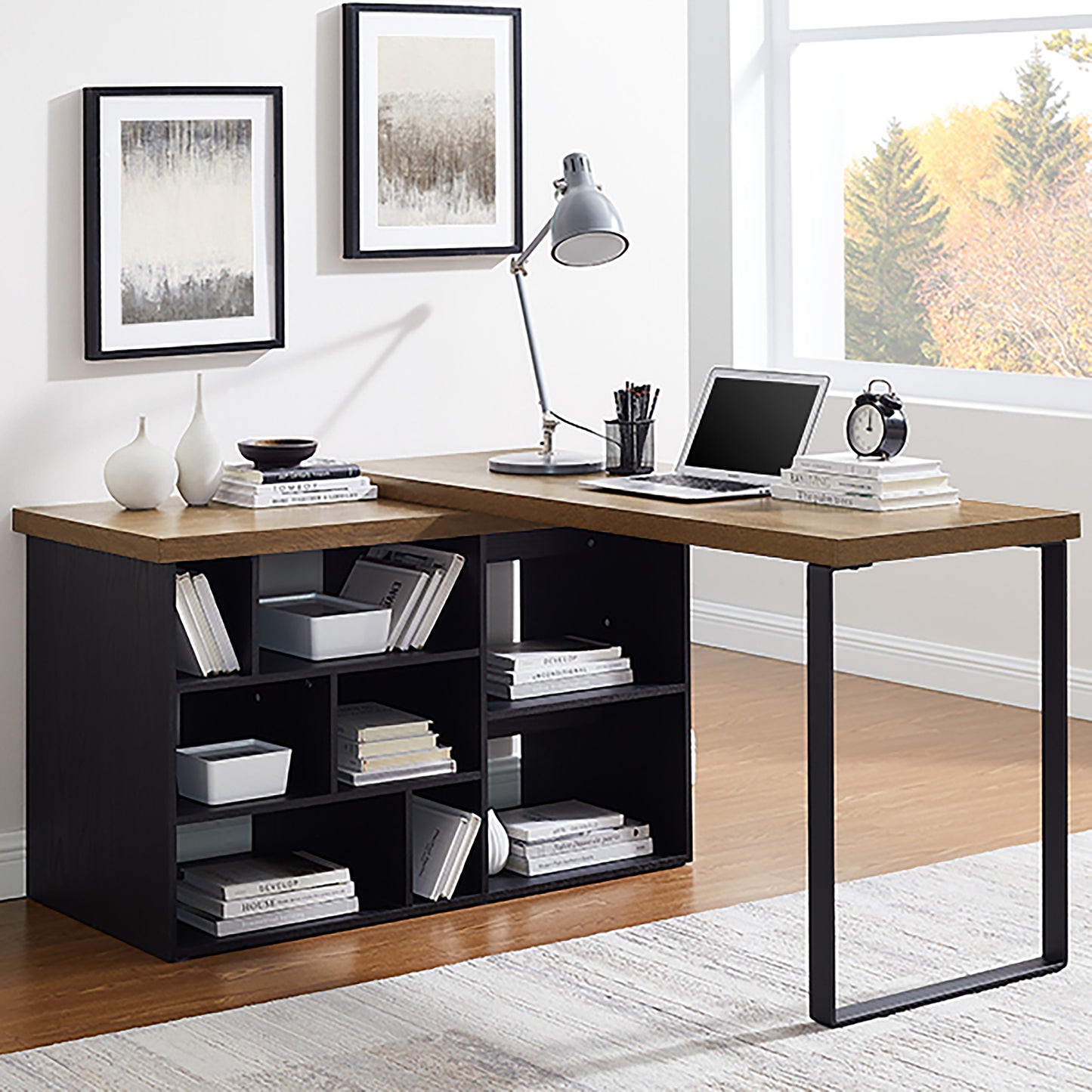 Criterion Aspire Desk Adjustable Return 1500mm Dark Oak Black