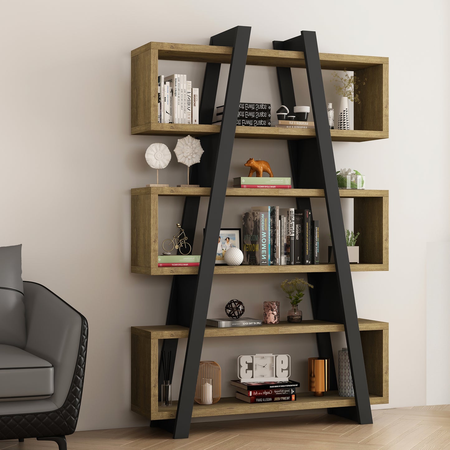 Criterion Banksia Bookcase 1800mm Dark Oak Black