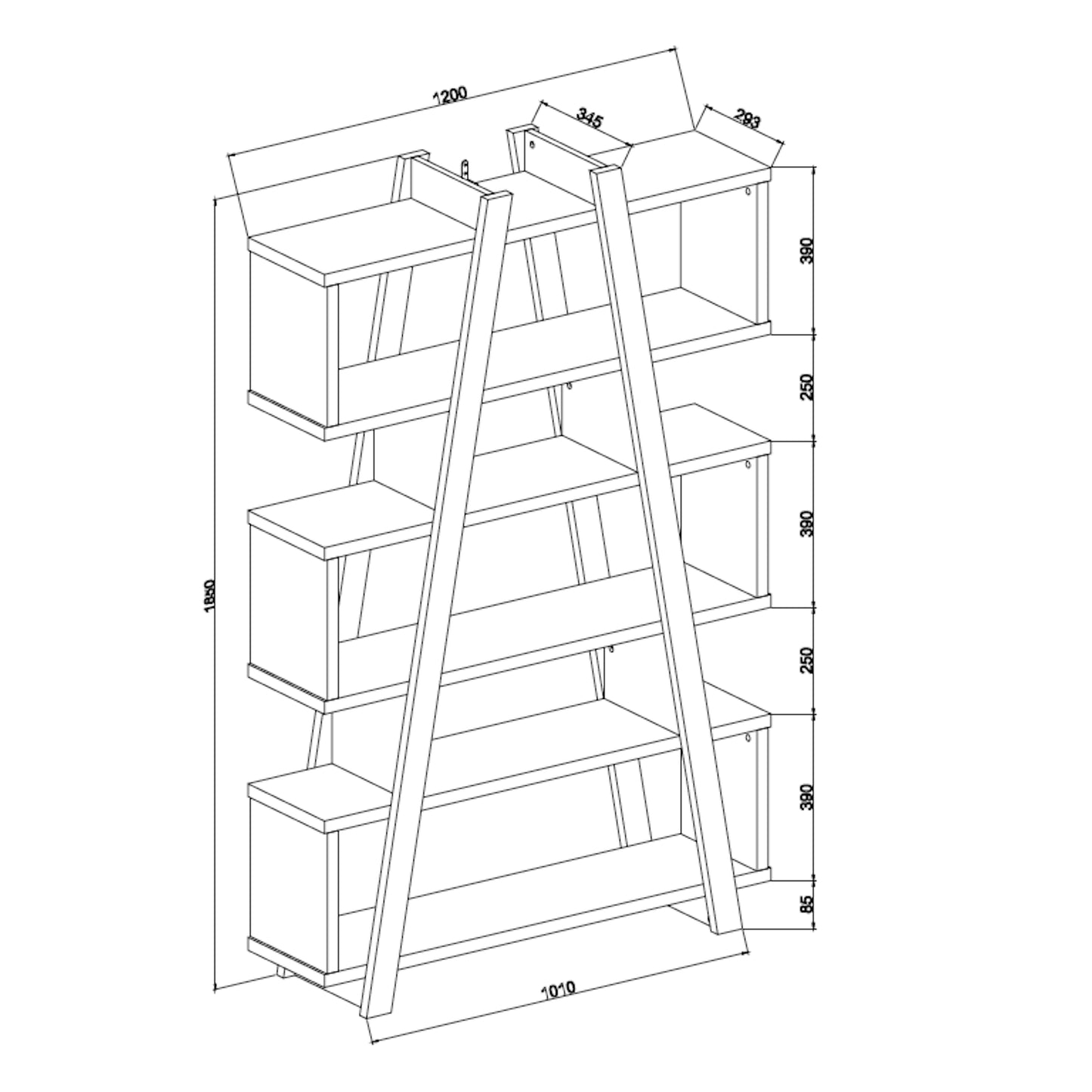 Criterion Banksia Bookcase 1800mm Dark Oak Black