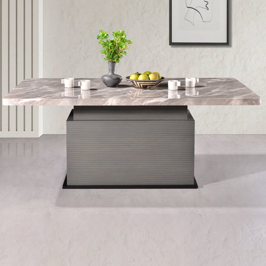 Criterion Bremer Dining Table 1800mm 50mm Laminated Marble Top KSK Grey Wood Veneer