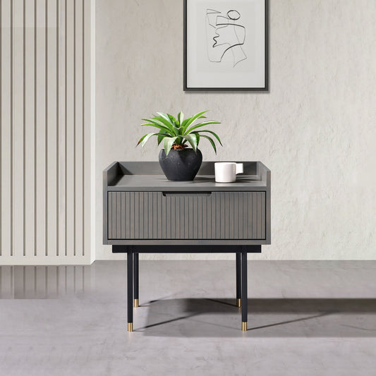 Criterion Bremer End Table 550mm Semi-Assembled, KSK Grey Wood Veneer