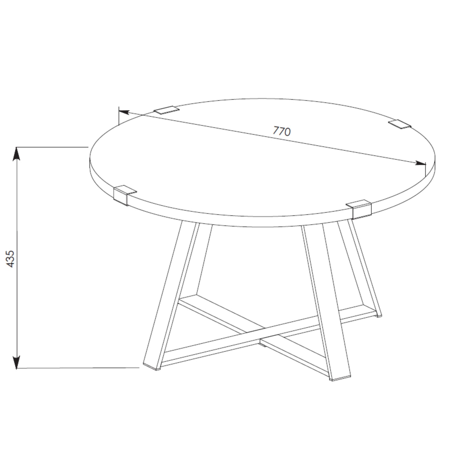 Criterion Capri Coffee Tables 770mm Round Table, Black Metal Leg and Metal Highlights Oak