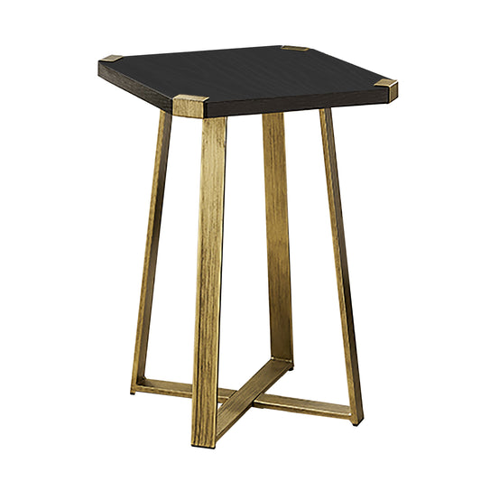Criterion Capri Side Table 400mm Square Table, Gold Metal Leg and Metal Highlights Black Oak