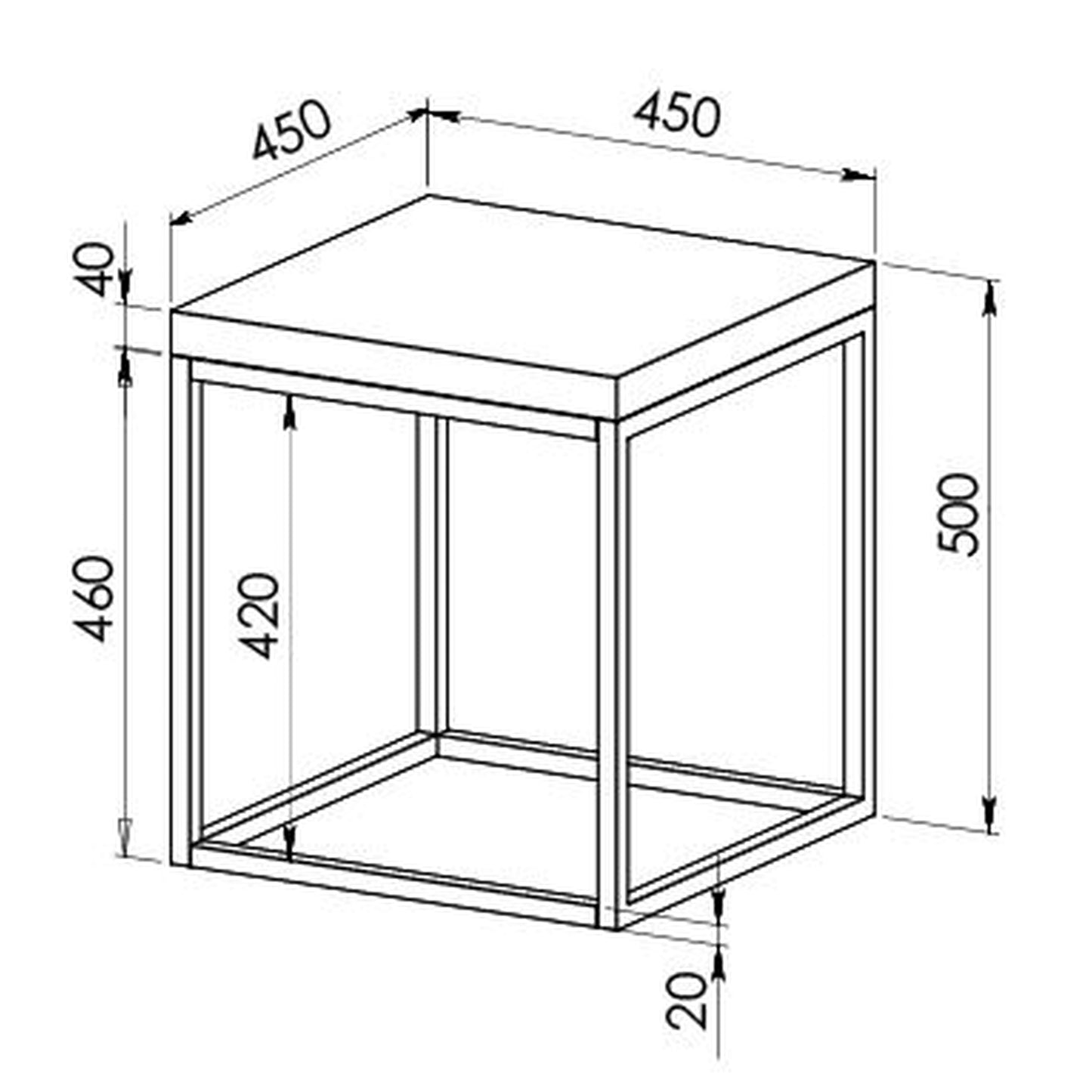 Criterion Chryzler End Table 450mm Metal Frame, Cement Look