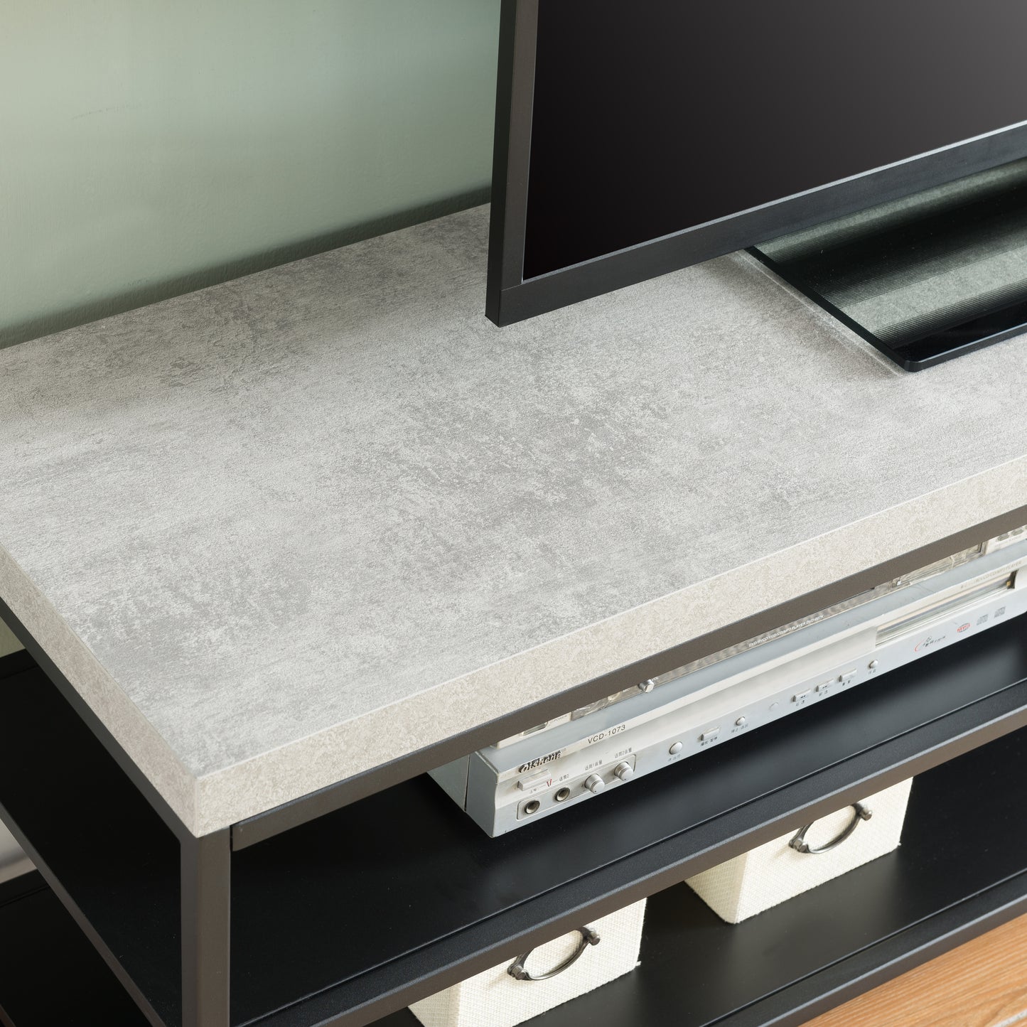 Criterion Chryzler Entertainment Unit, TV Cabinet 1500mm Metal Frame, Cement Look