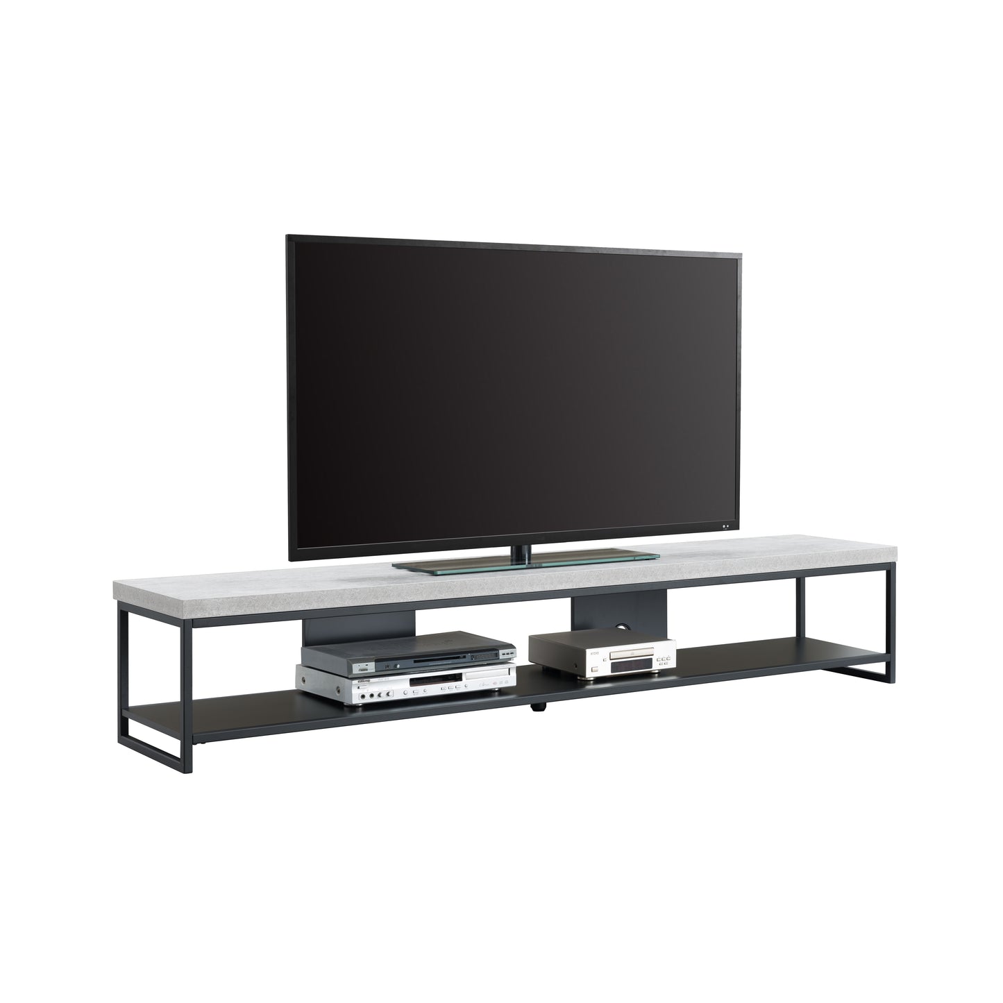 Criterion Chryzler Low Line Entertainment Unit 2000mm Metal Frame, Cement Look