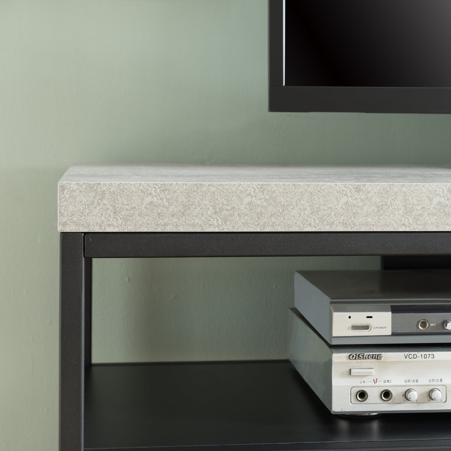 Criterion Chryzler Low Line Entertainment Unit 2000mm Metal Frame, Cement Look