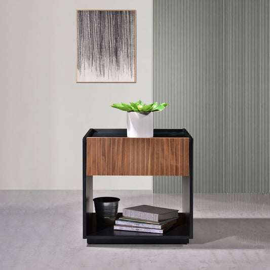 Criterion Coogee End Table 500mm Assembled Ash and Walnut Wood Veneer