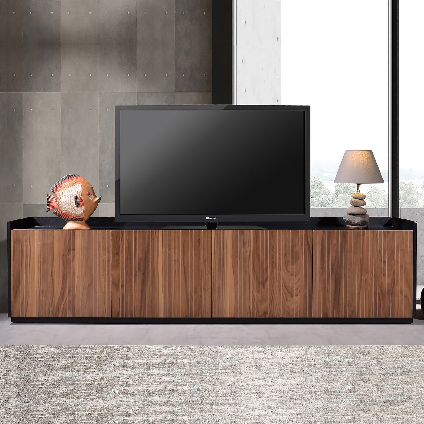 Criterion Coogee Entertainment Unit, TV Cabinet 2100mm Assembled Ash and Walnut Wood Veneer
