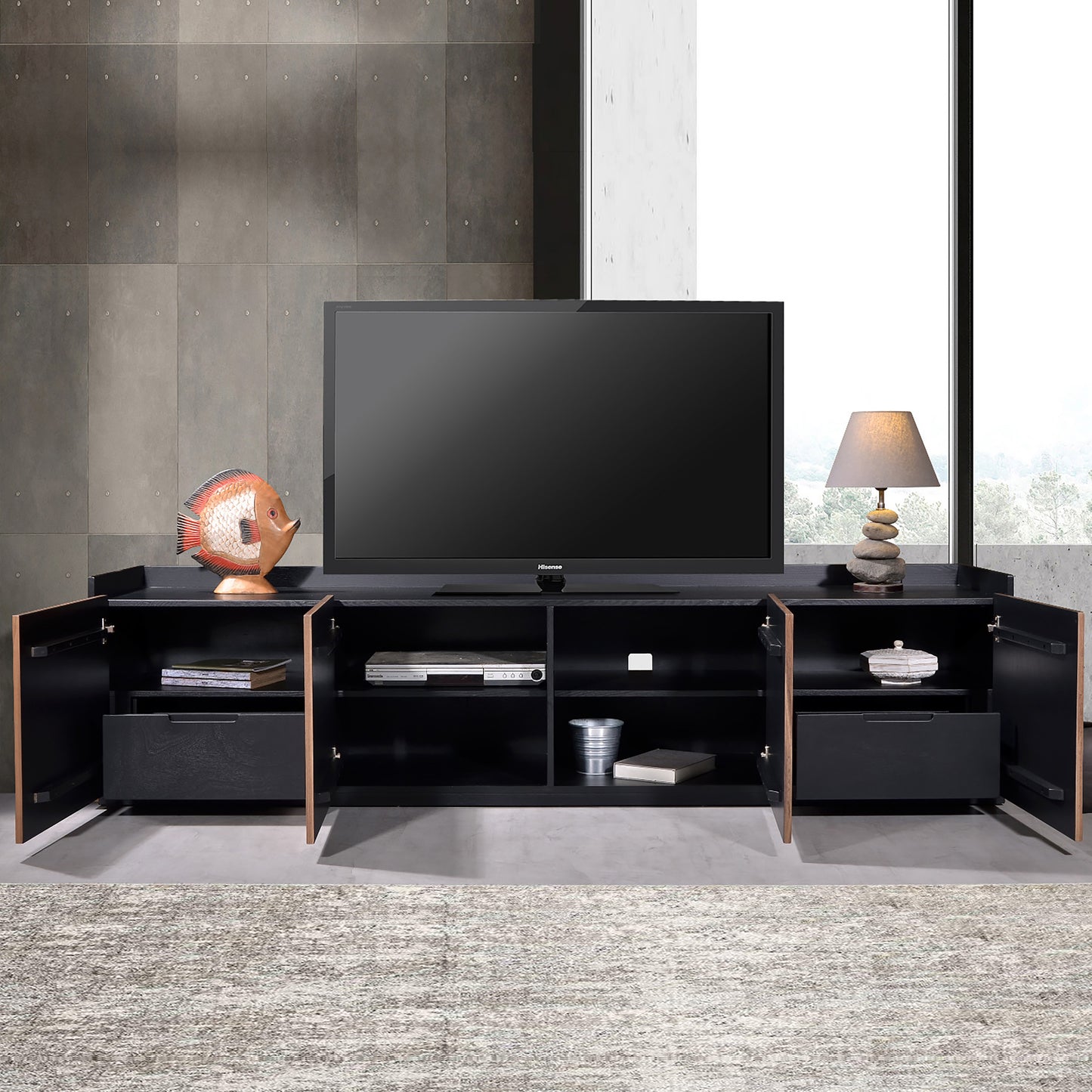Criterion Coogee Entertainment Unit, TV Cabinet 2100mm Assembled Ash and Walnut Wood Veneer