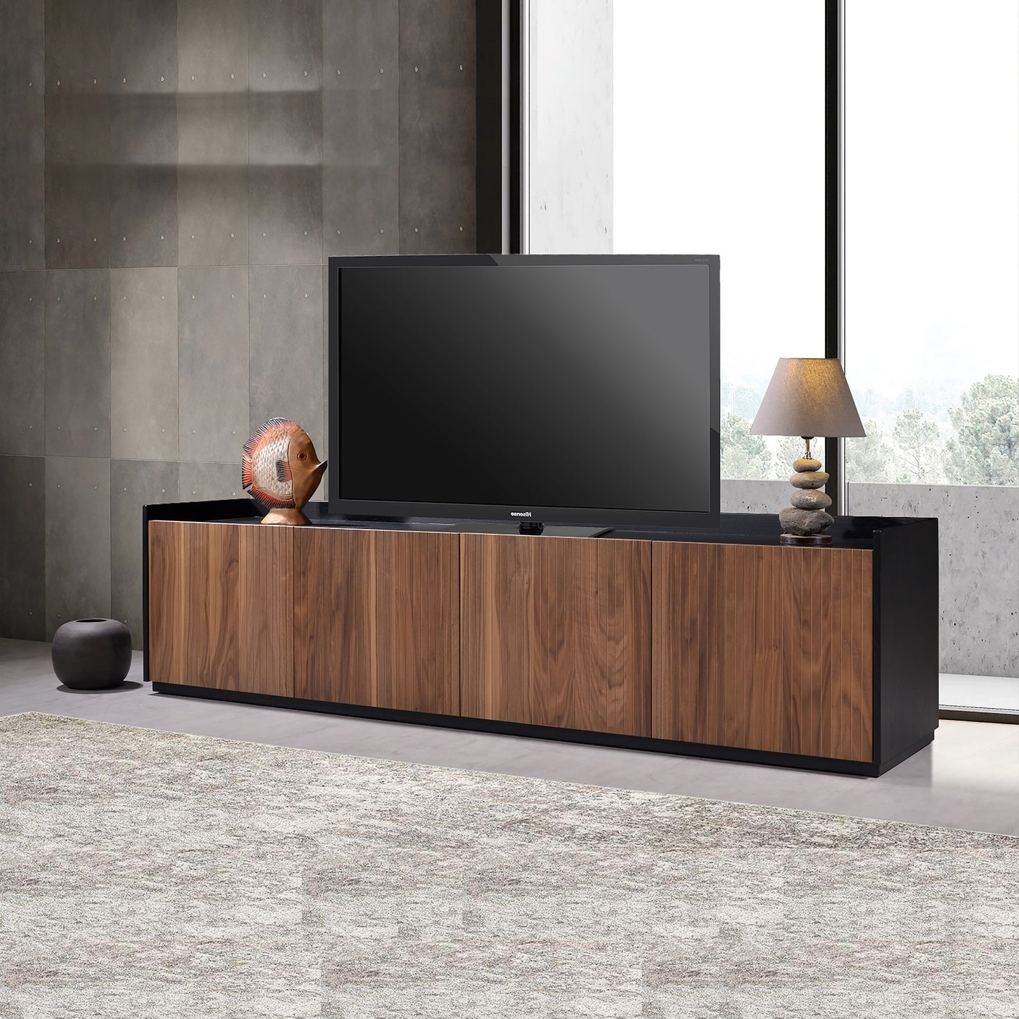 Criterion Coogee Entertainment Unit, TV Cabinet 2100mm Assembled Ash and Walnut Wood Veneer