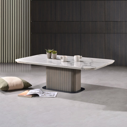 Criterion Eucla Coffee Table 1200mm 20mm Laminated Marble Top KSK Slate Wood Veneer