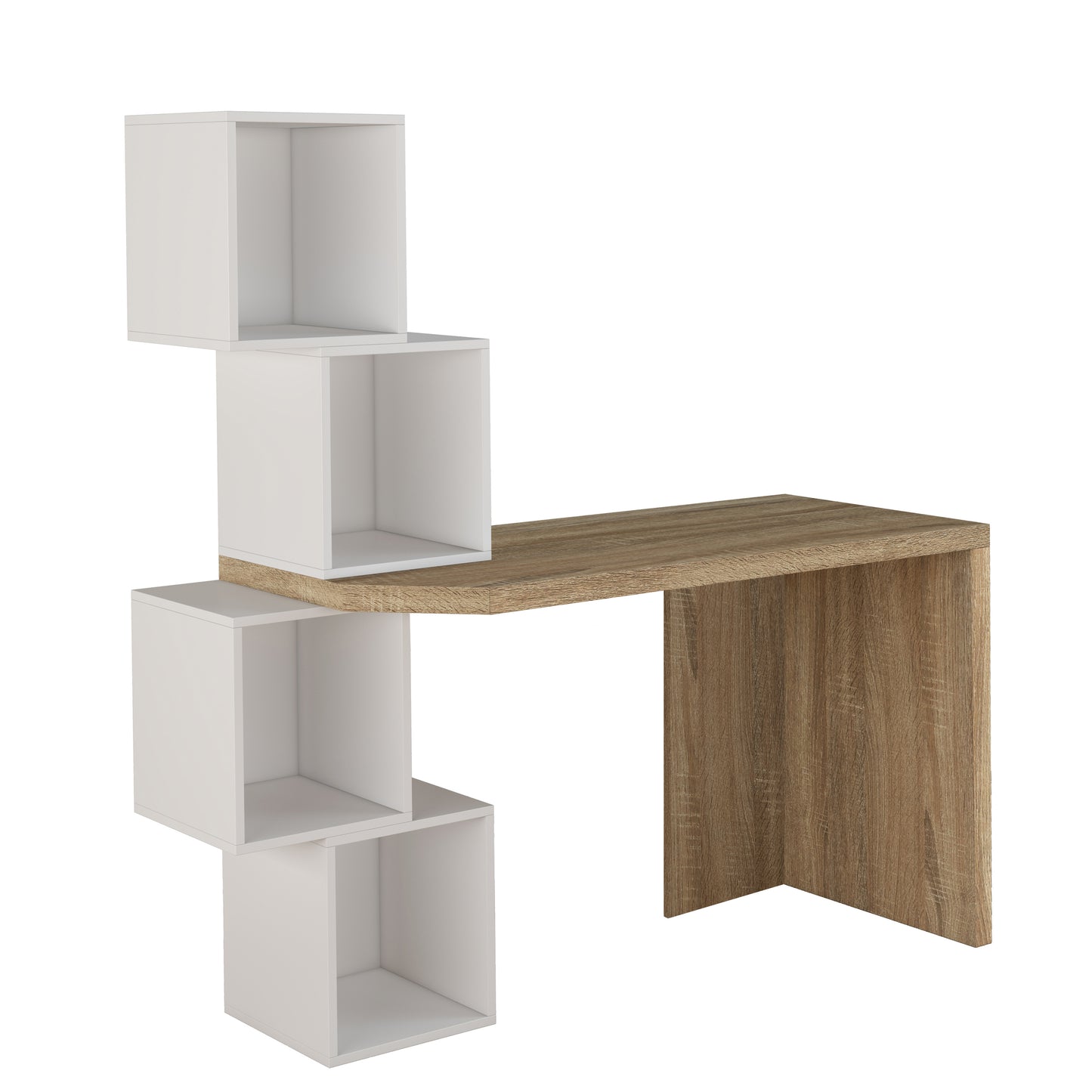 Criterion Interlace Desk 1340mm, Built in Shelf Unit, Oak