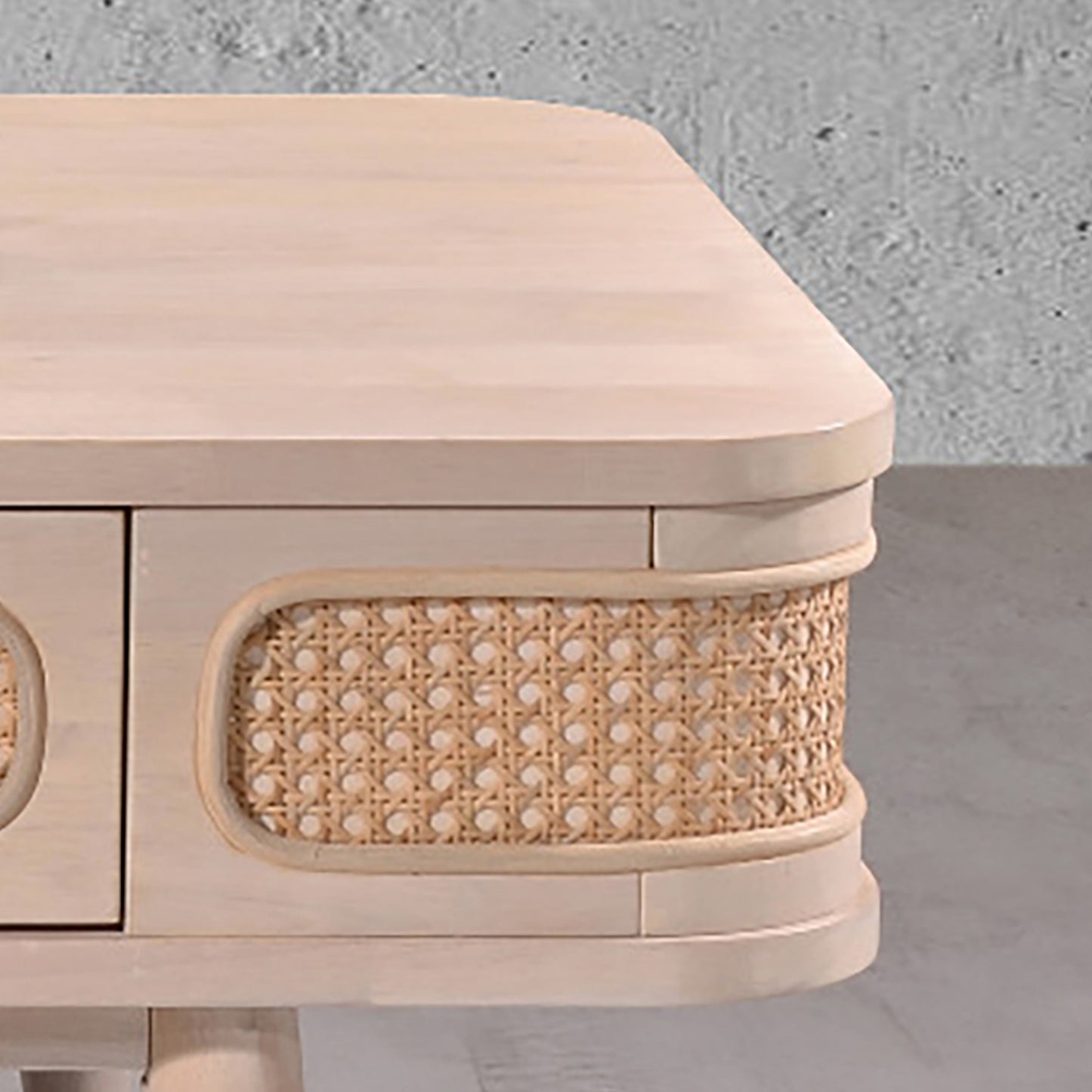 Criterion Jurien Coffee Table 1200mm Semi-Assembled, Solid Rubber Wood Construction Rattan and White Chocolate