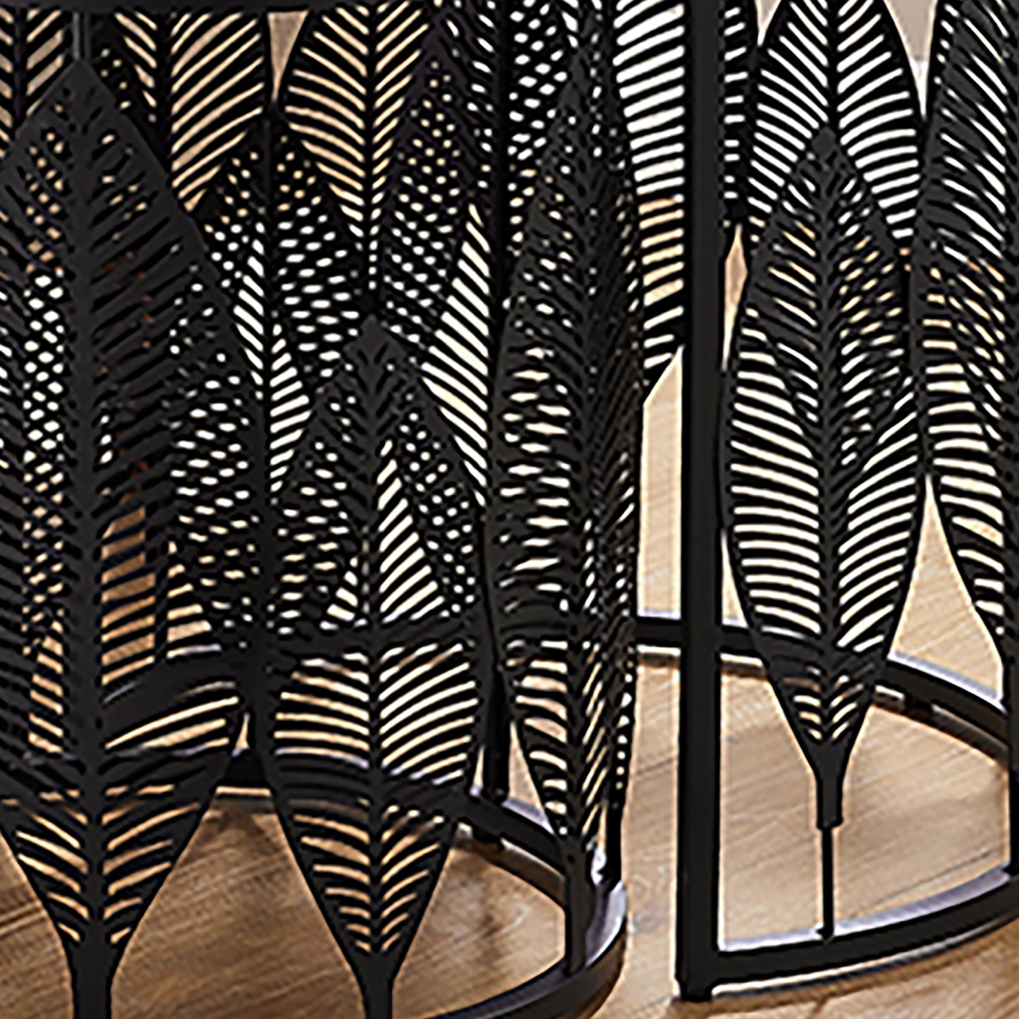 Criterion Leaf Nested Set Coffee Tables 520mm Black Glass Top, Metal Frame Black