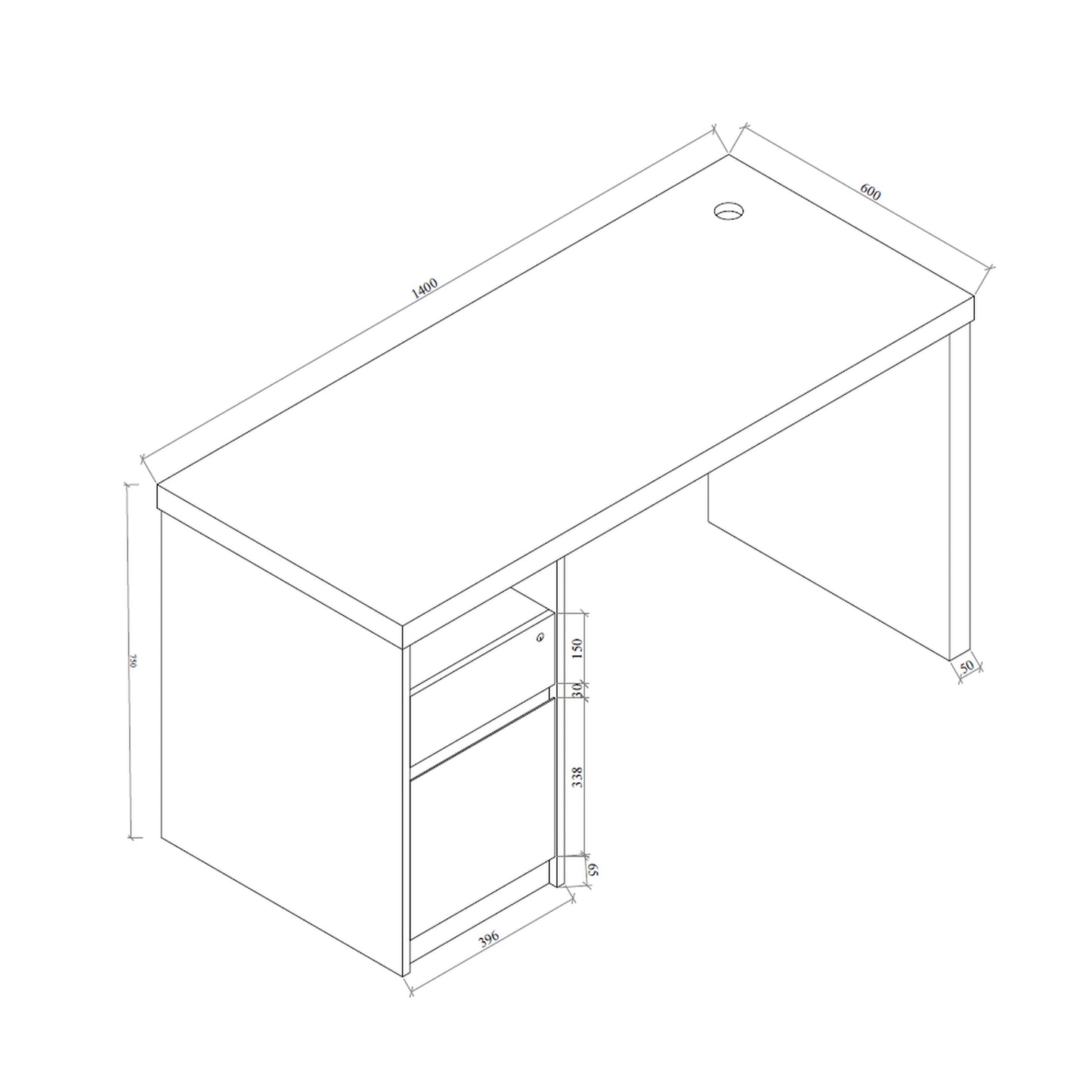Criterion Lucy Desk 1400mm Oak White Left Hand Storage