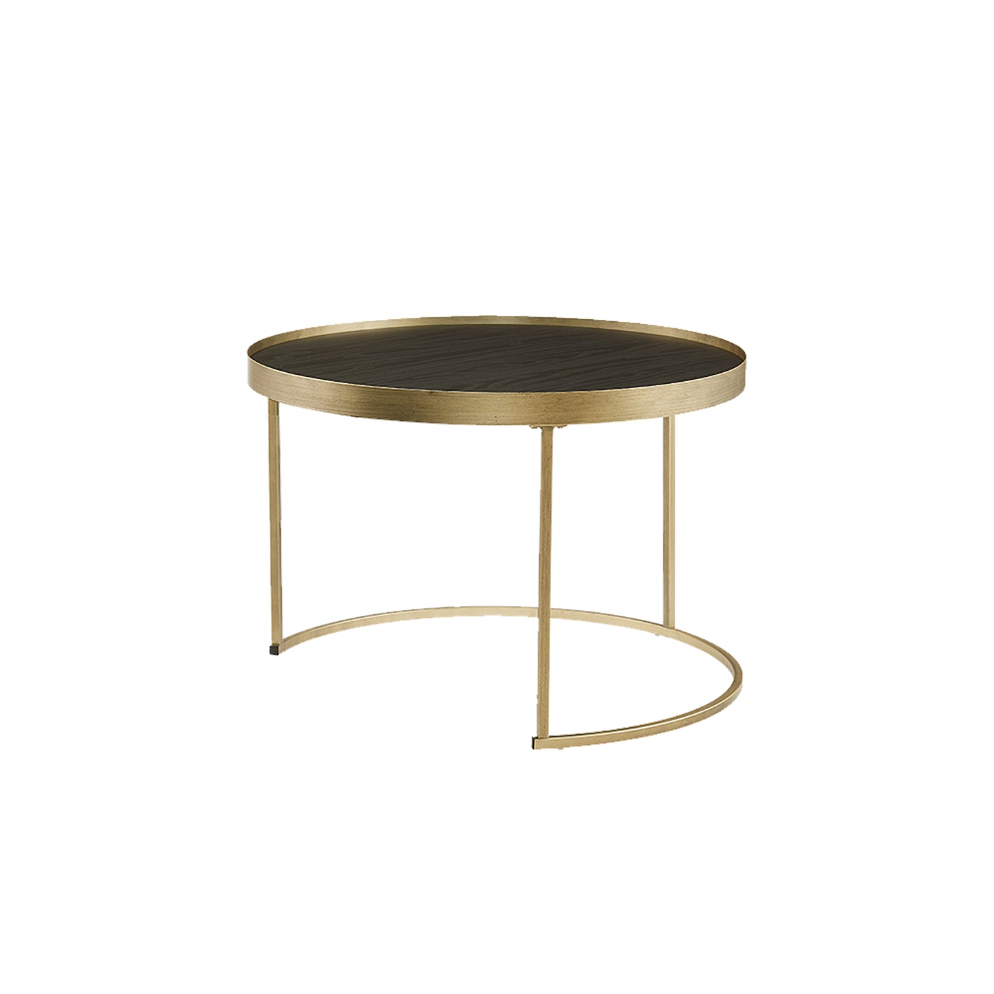 Criterion Nested Set Coffee Tables 760mm Gold Metal Frame Dark Oak