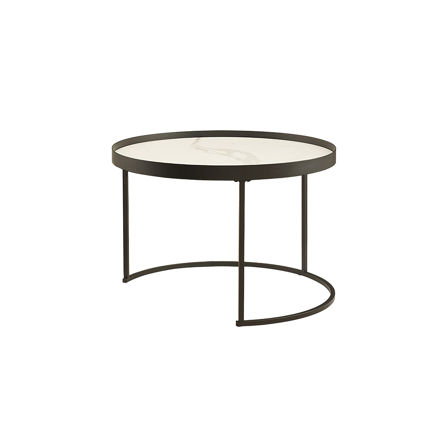 Criterion Nested Set Coffee Tables 760mm Carbon Steel Frame White & Black Sintered Stone Tops