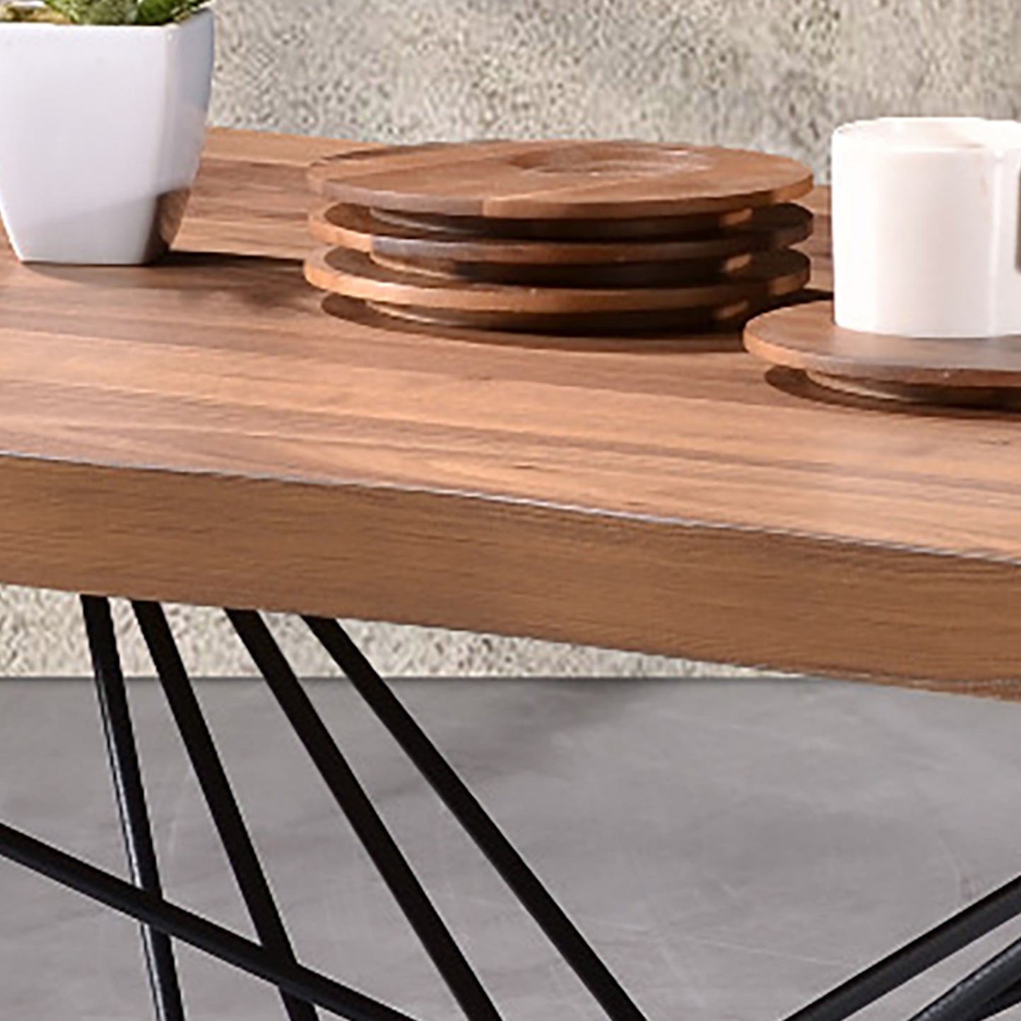 Criterion Onslow Coffee Table 1200mm Semi-Assembled, Powder Coated Steel Legs Natural Walnut