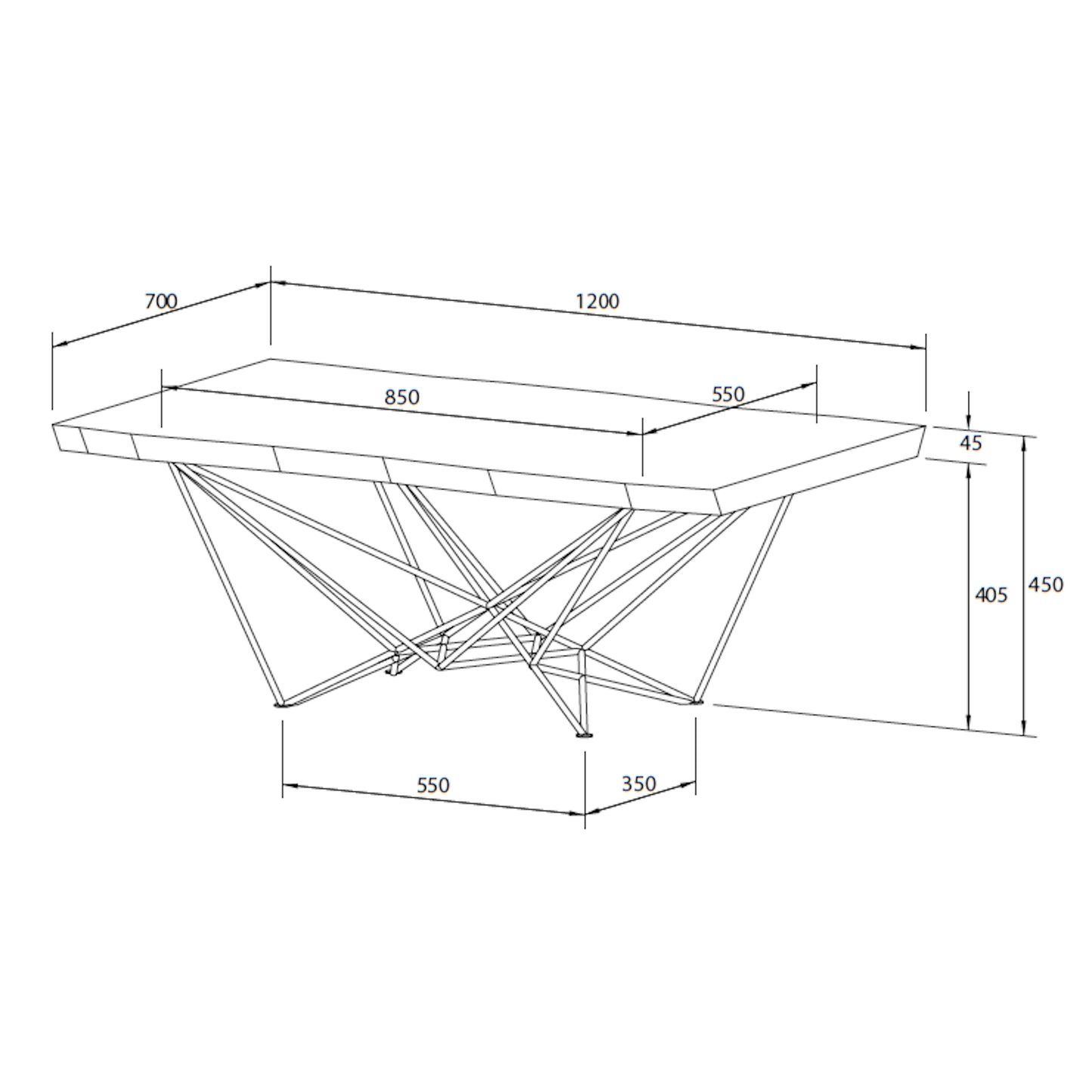 Criterion Onslow Coffee Table 1200mm Semi-Assembled, Powder Coated Steel Legs Natural Walnut
