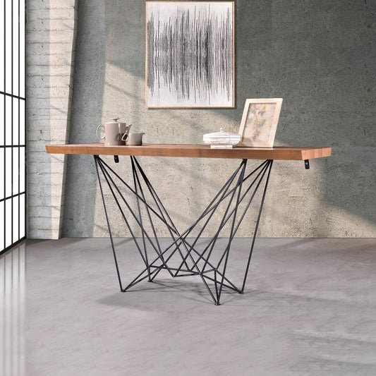 Criterion Onslow Console Table 1500mm Semi-Assembled, Powder Coated Steel Legs Natural Walnut