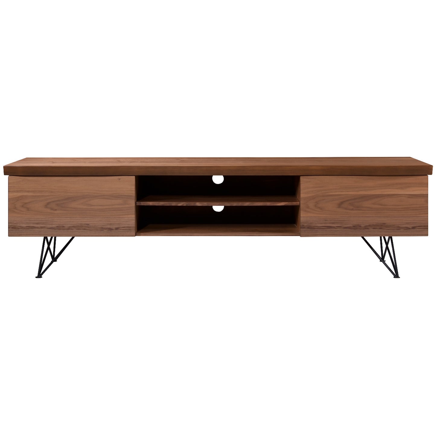 Criterion Onslow Entertainment Unit, TV Cabinet 2000mm Semi-Assembled, Powder Coated Steel Legs Natural Walnut