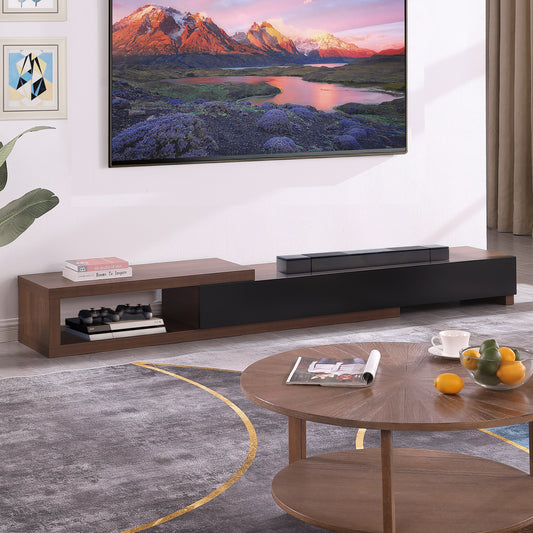 Criterion Durham Extendable TV Unit, Entertainment Cabinet, 190cm Low Line Dark Oak
