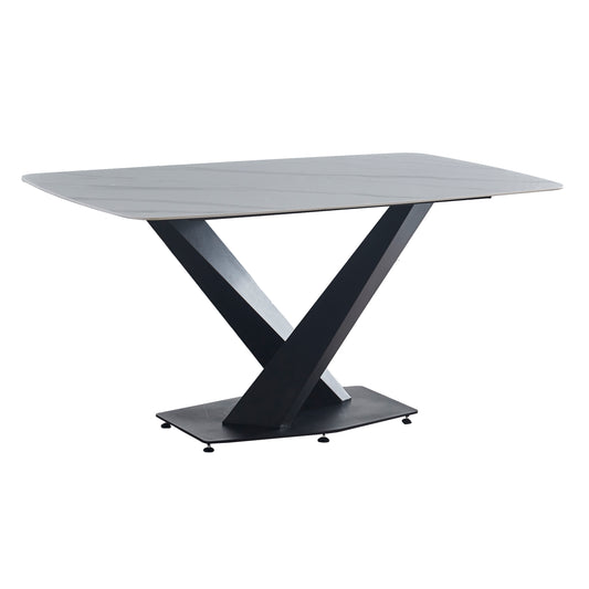 Criterion Element Dining Table 1600mm White Grey Sintered Stone