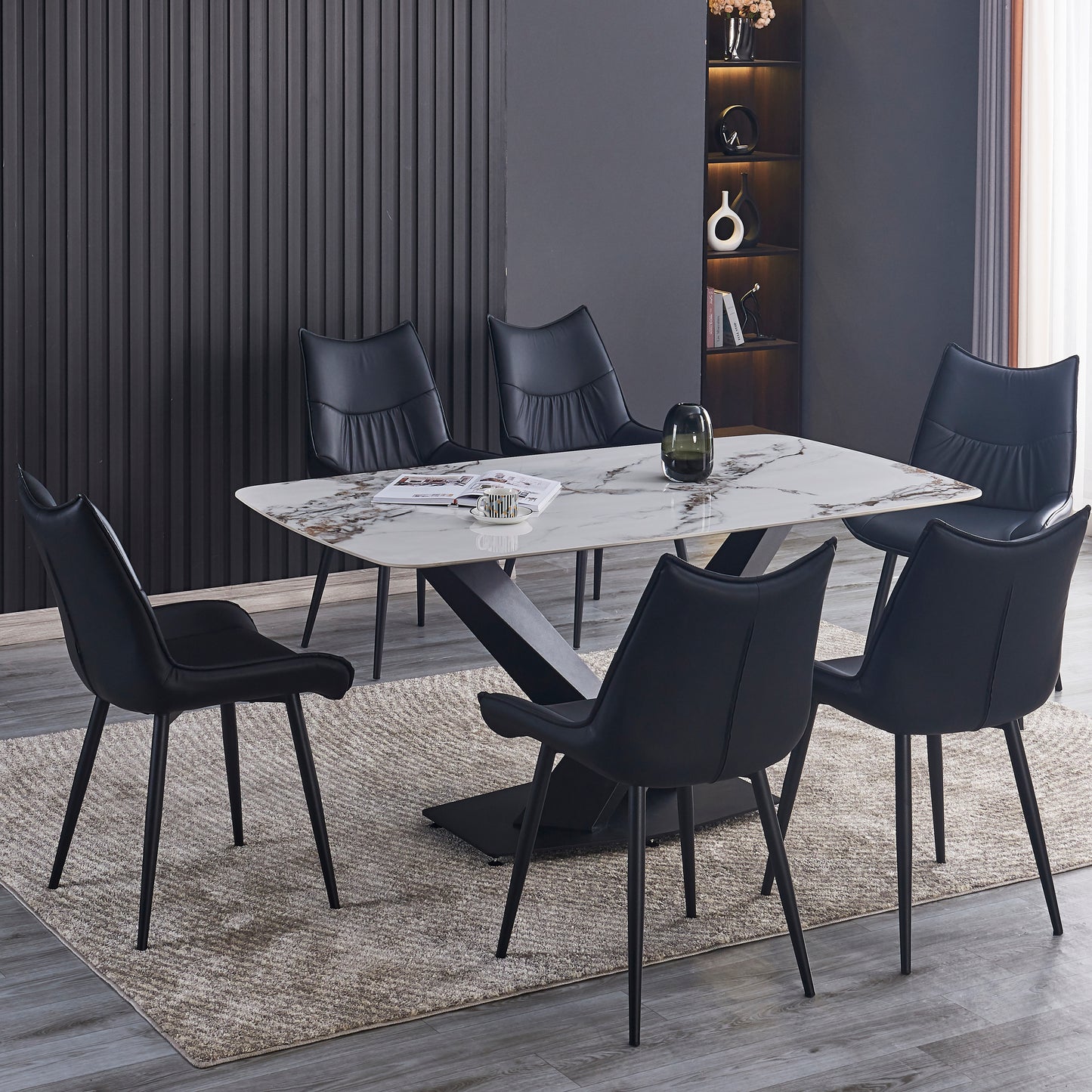 Criterion Jett Dining Chair 830mm PU Leather Cushioned Seat, Carbon Steel Frame Black