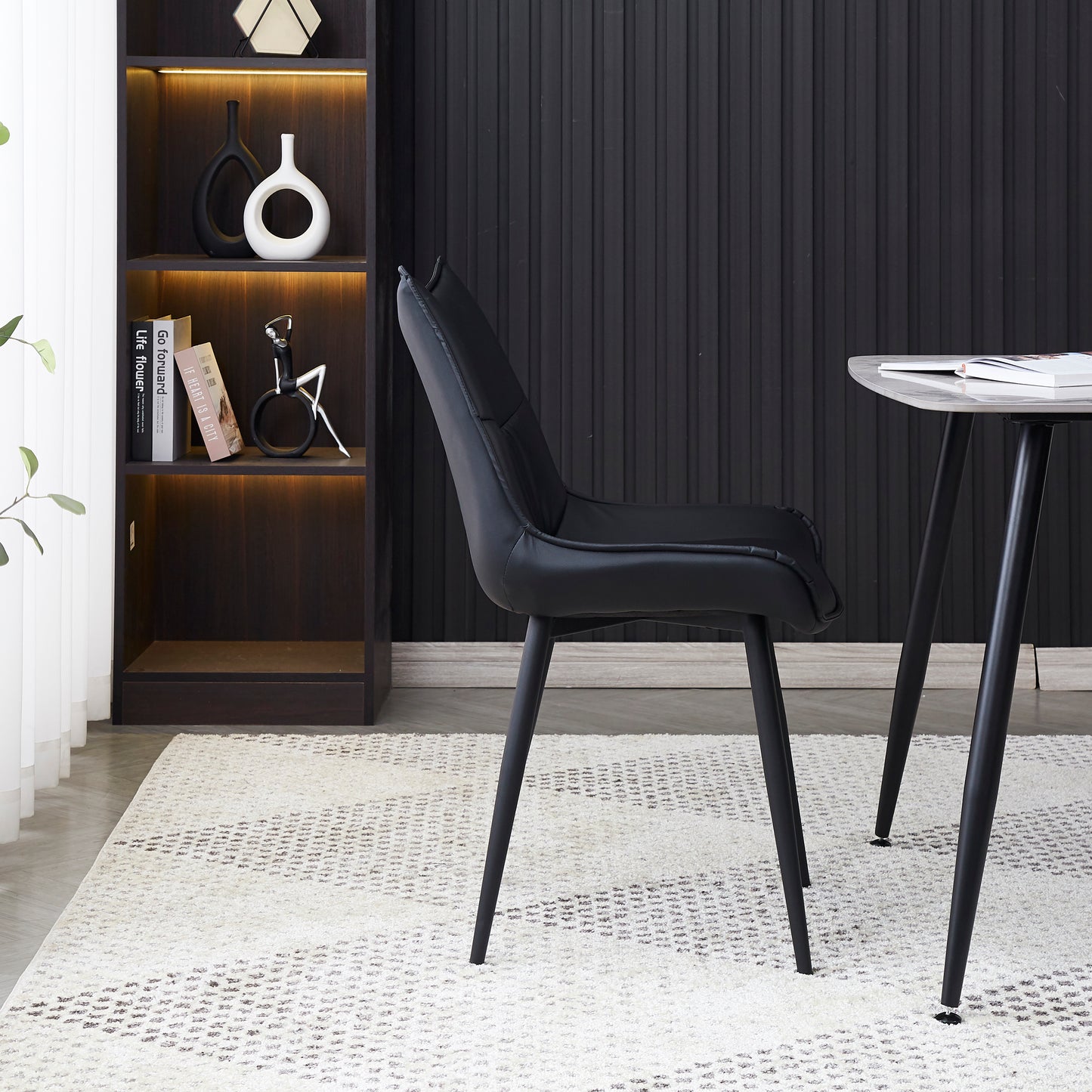 Criterion Jett Dining Chair 830mm PU Leather Cushioned Seat, Carbon Steel Frame Black