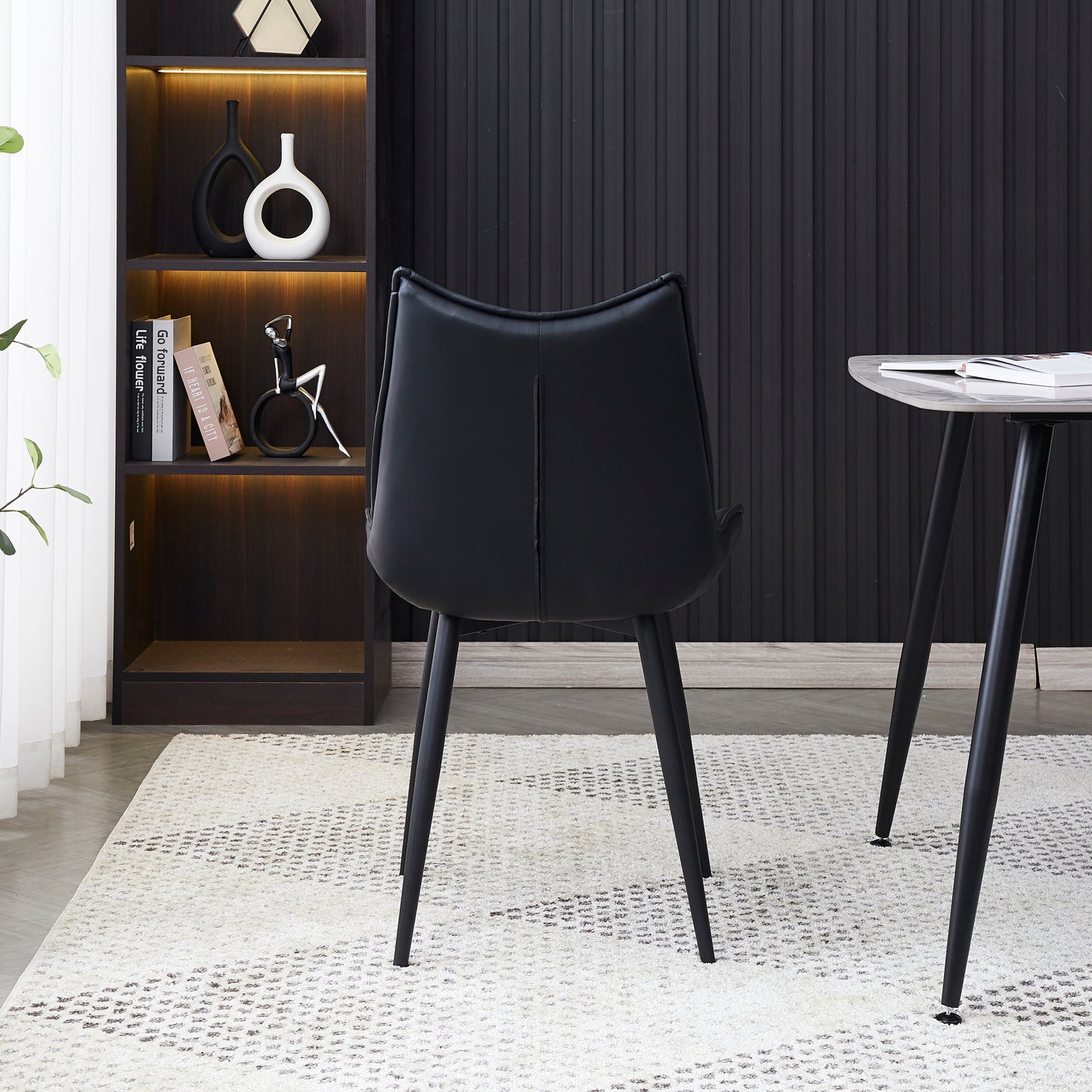 Criterion Jett Dining Chair 830mm PU Leather Cushioned Seat, Carbon Steel Frame Black