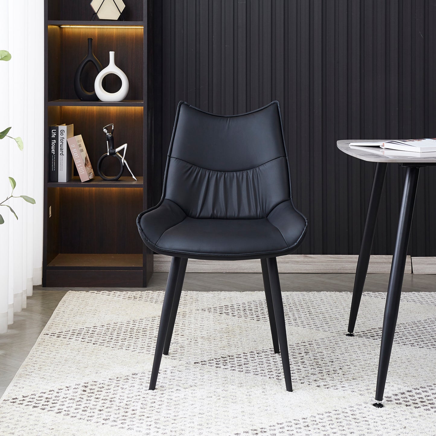 Criterion Jett Dining Chair 830mm PU Leather Cushioned Seat, Carbon Steel Frame Black