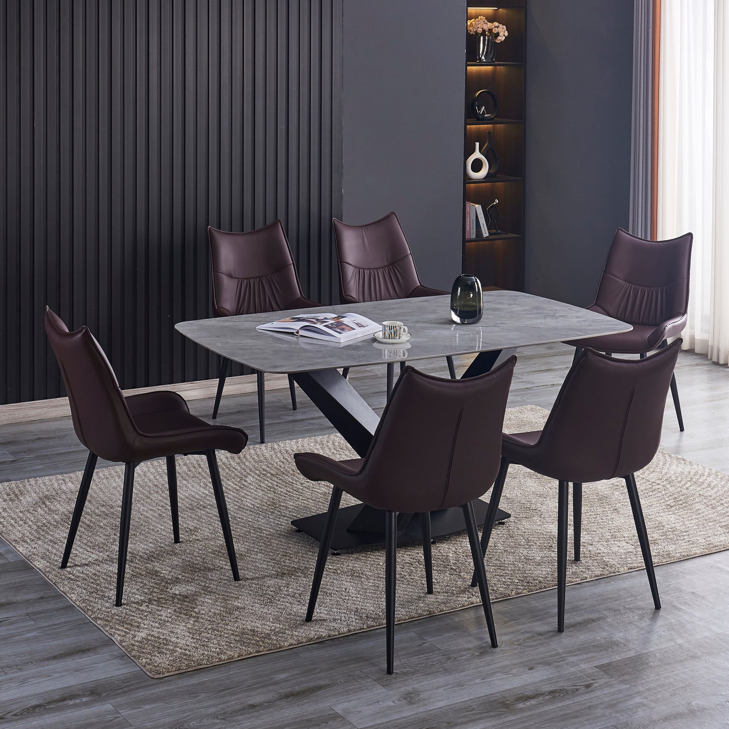 Criterion Jett Dining Chair 830mm PU Leather Cushioned Seat, Carbon Steel Frame Brown