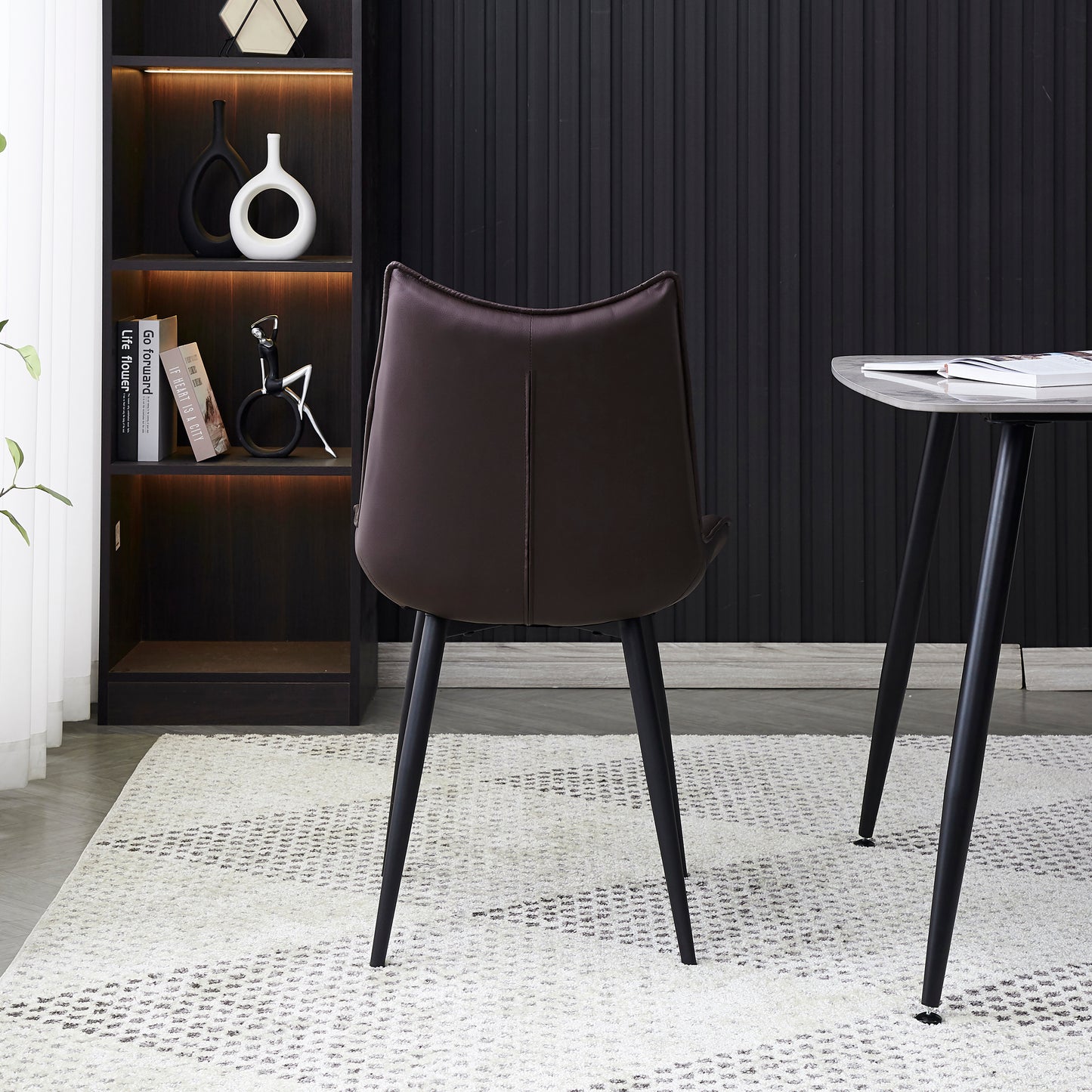 Criterion Jett Dining Chair 830mm PU Leather Cushioned Seat, Carbon Steel Frame Brown