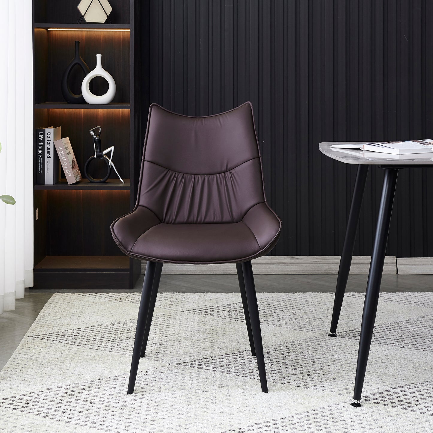 Criterion Jett Dining Chair 830mm PU Leather Cushioned Seat, Carbon Steel Frame Brown