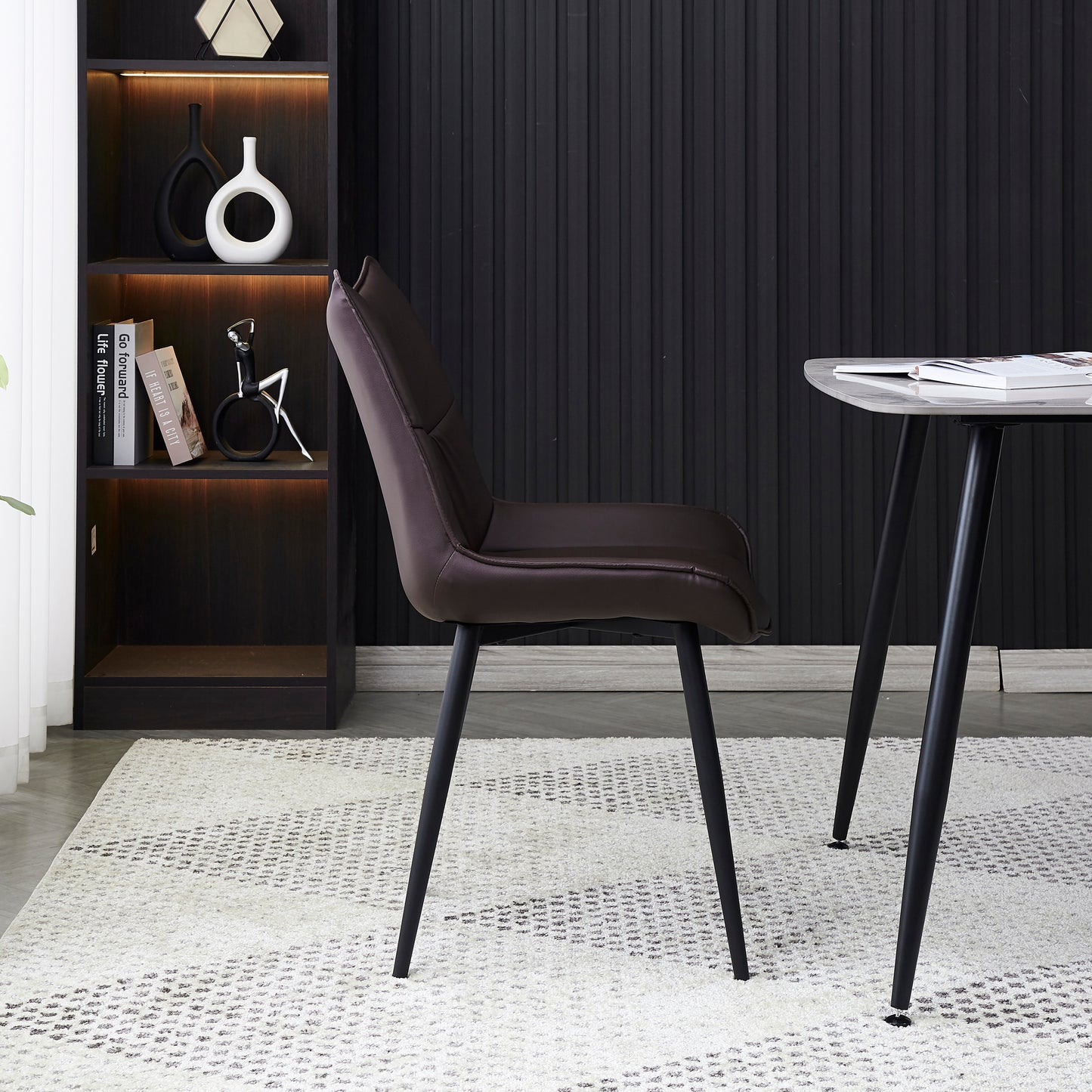 Criterion Jett Dining Chair 830mm PU Leather Cushioned Seat, Carbon Steel Frame Brown