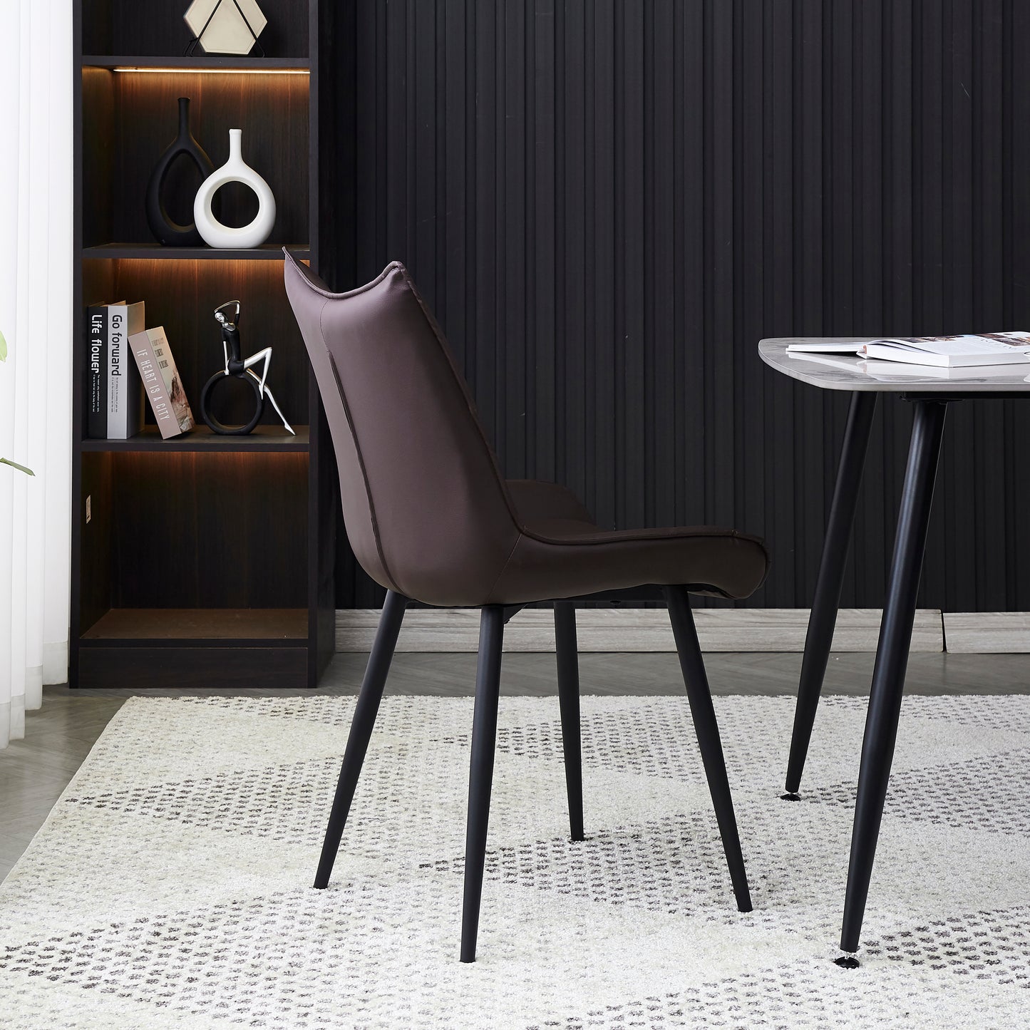 Criterion Jett Dining Chair 830mm PU Leather Cushioned Seat, Carbon Steel Frame Brown