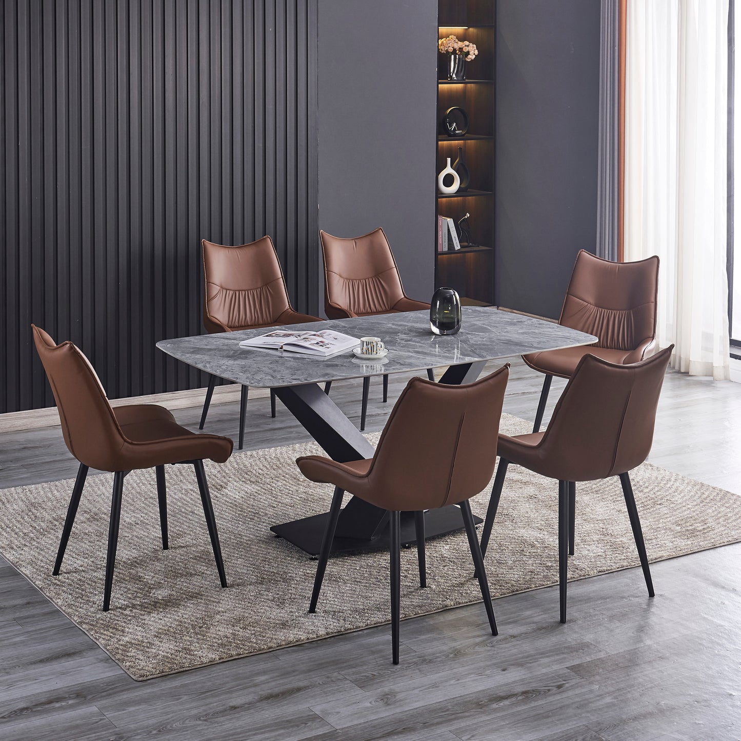 Criterion Jett Dining Chair 830mm PU Leather Cushioned Seat, Carbon Steel Frame Coffee