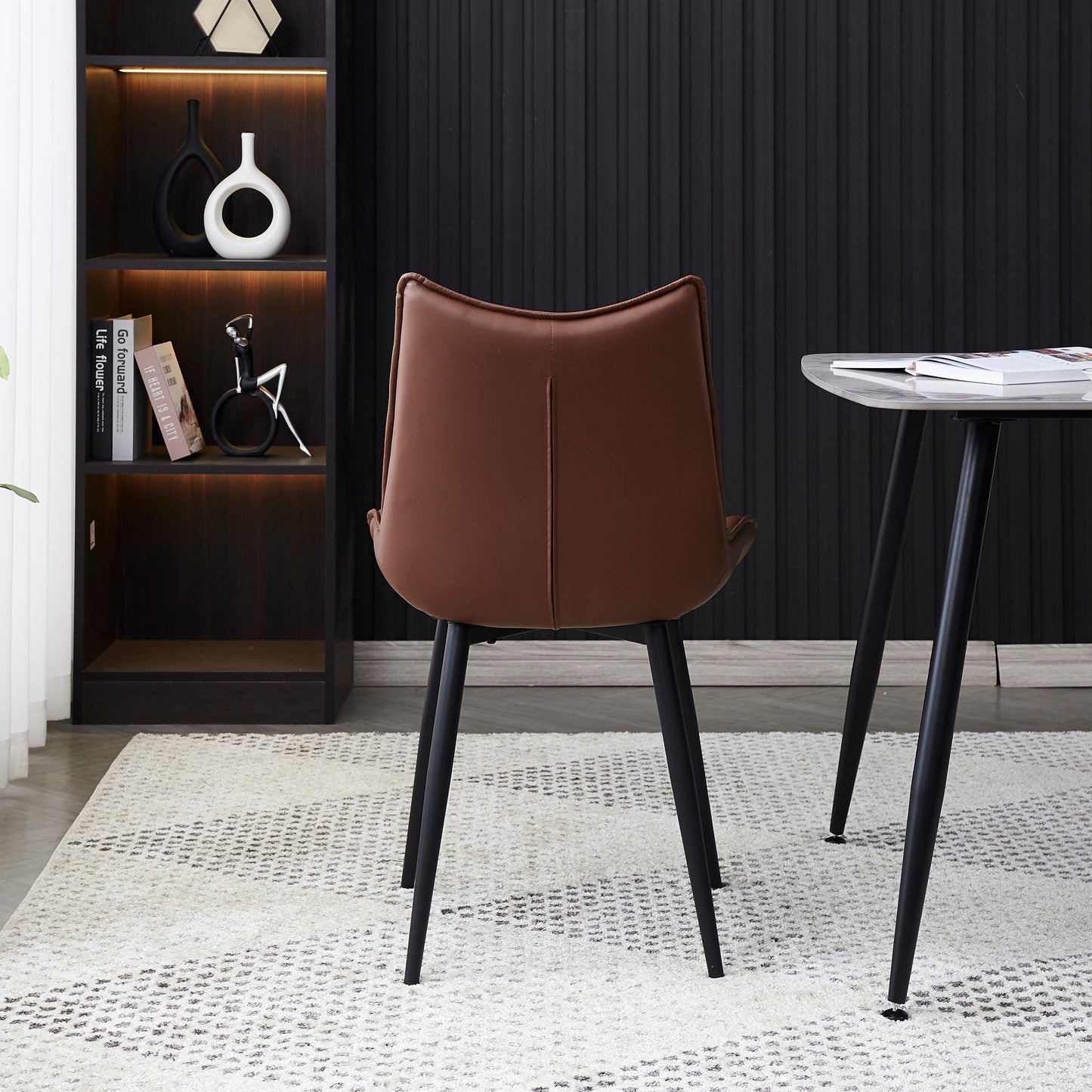 Criterion Jett Dining Chair 830mm PU Leather Cushioned Seat, Carbon Steel Frame Coffee
