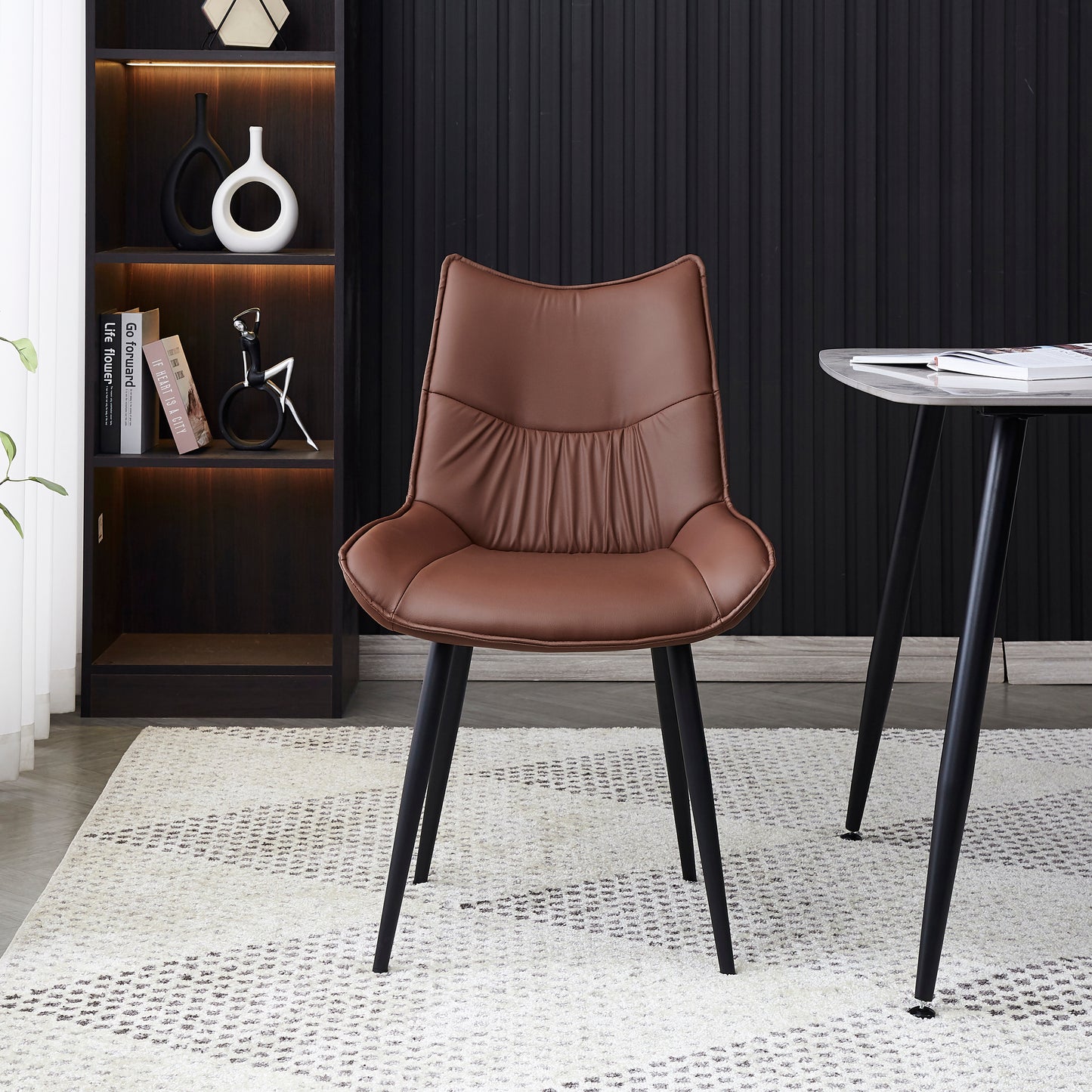 Criterion Jett Dining Chair 830mm PU Leather Cushioned Seat, Carbon Steel Frame Coffee