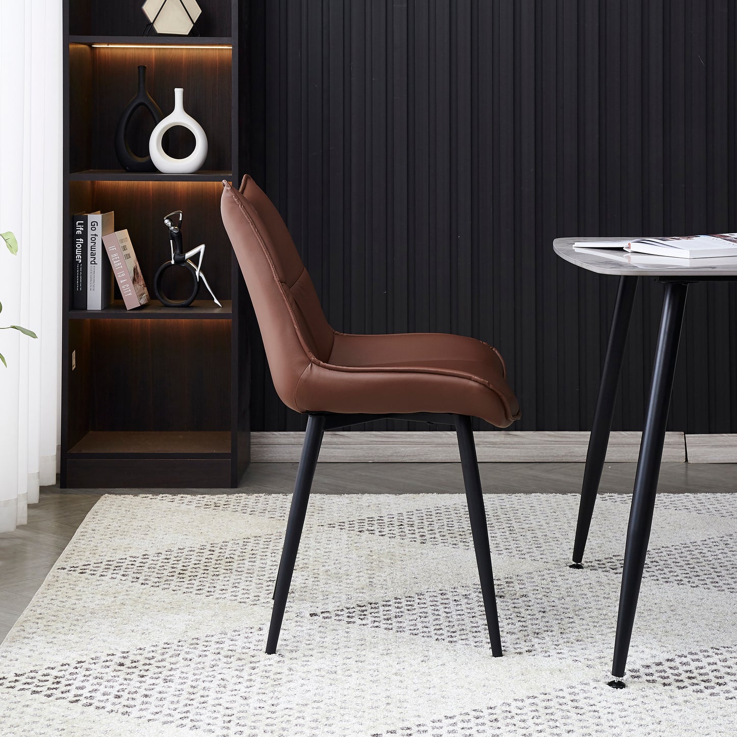 Criterion Jett Dining Chair 830mm PU Leather Cushioned Seat, Carbon Steel Frame Coffee