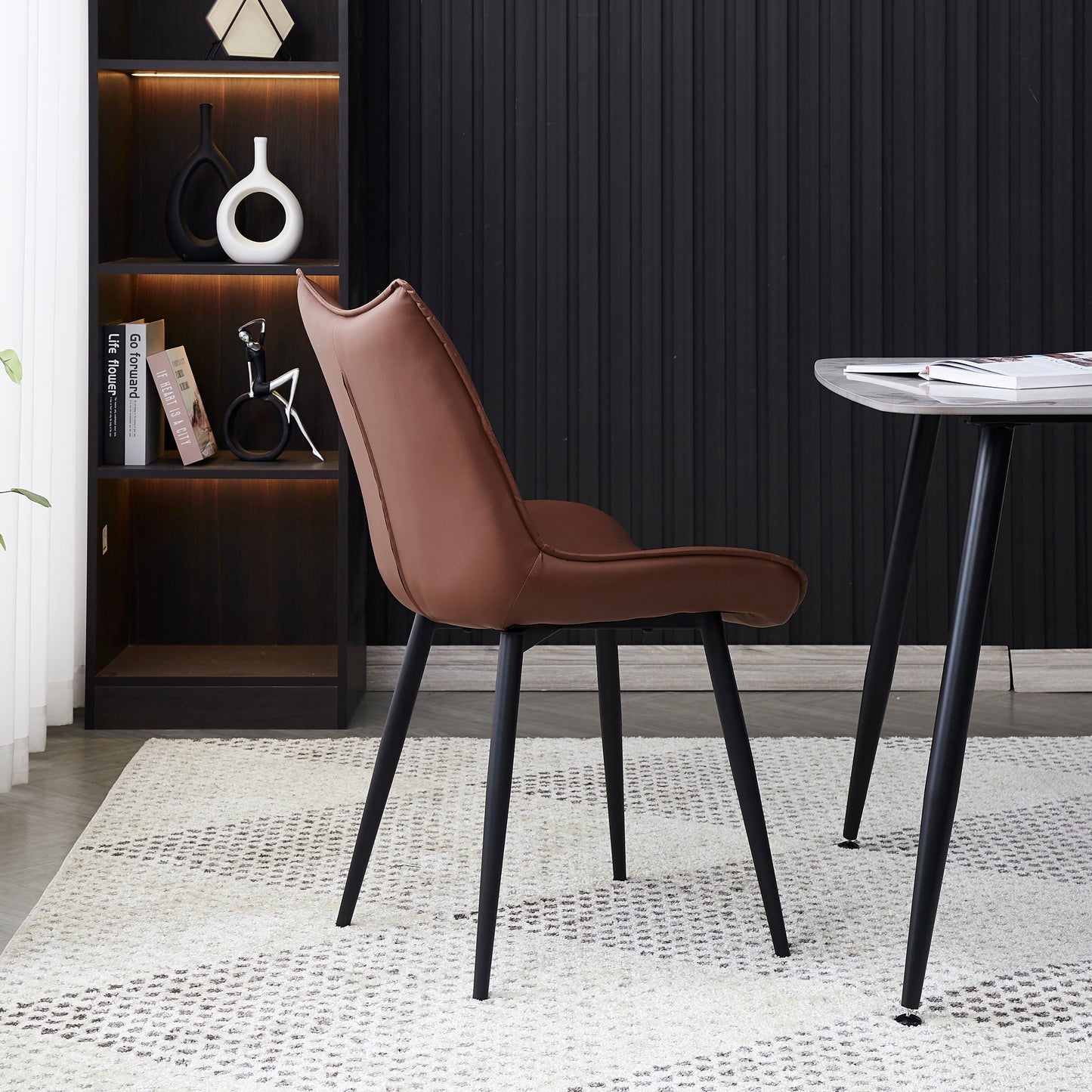 Criterion Jett Dining Chair 830mm PU Leather Cushioned Seat, Carbon Steel Frame Coffee