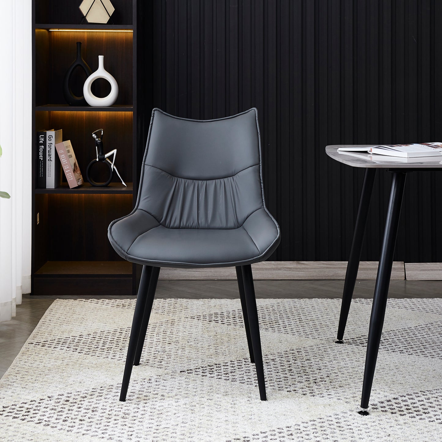 Criterion Jett Dining Chair 830mm PU Leather Cushioned Seat, Carbon Steel Frame Grey