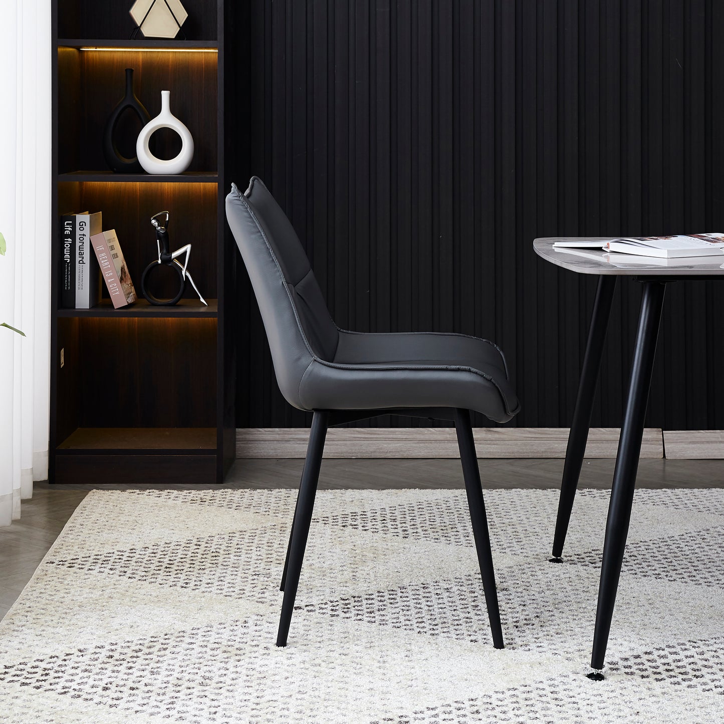 Criterion Jett Dining Chair 830mm PU Leather Cushioned Seat, Carbon Steel Frame Grey