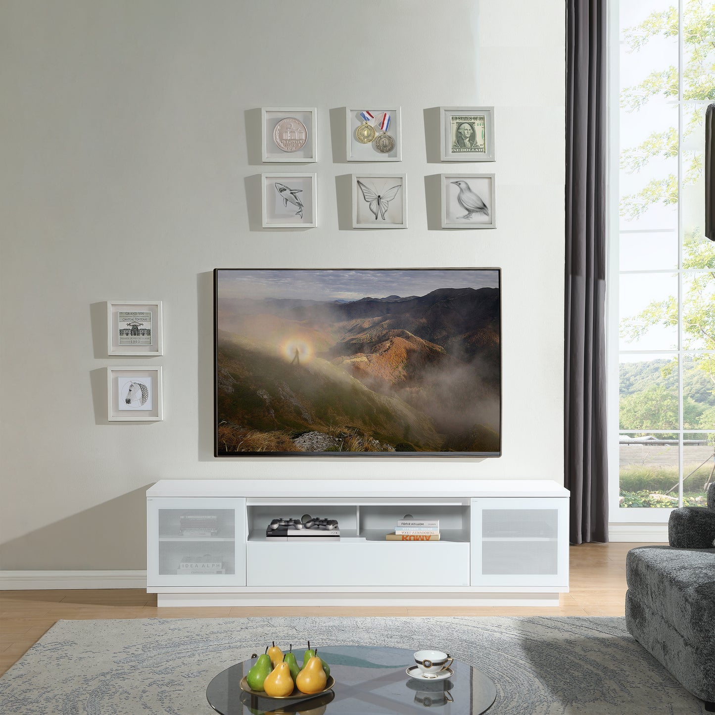 Criterion Zaire TV Cabinet, Entertainment Unit 2200mm Semi-Assembled White