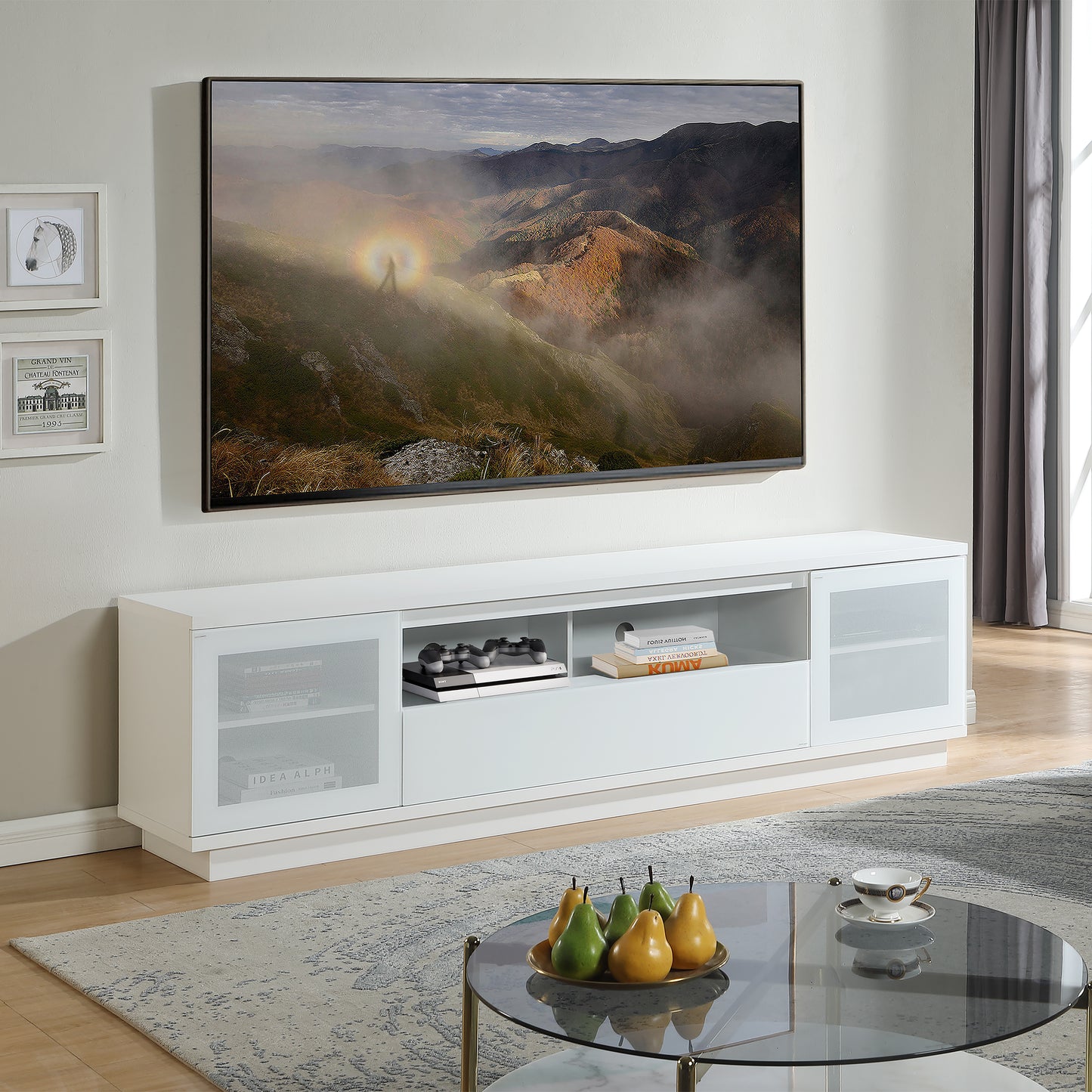 Criterion Zaire TV Cabinet, Entertainment Unit 2200mm Semi-Assembled White