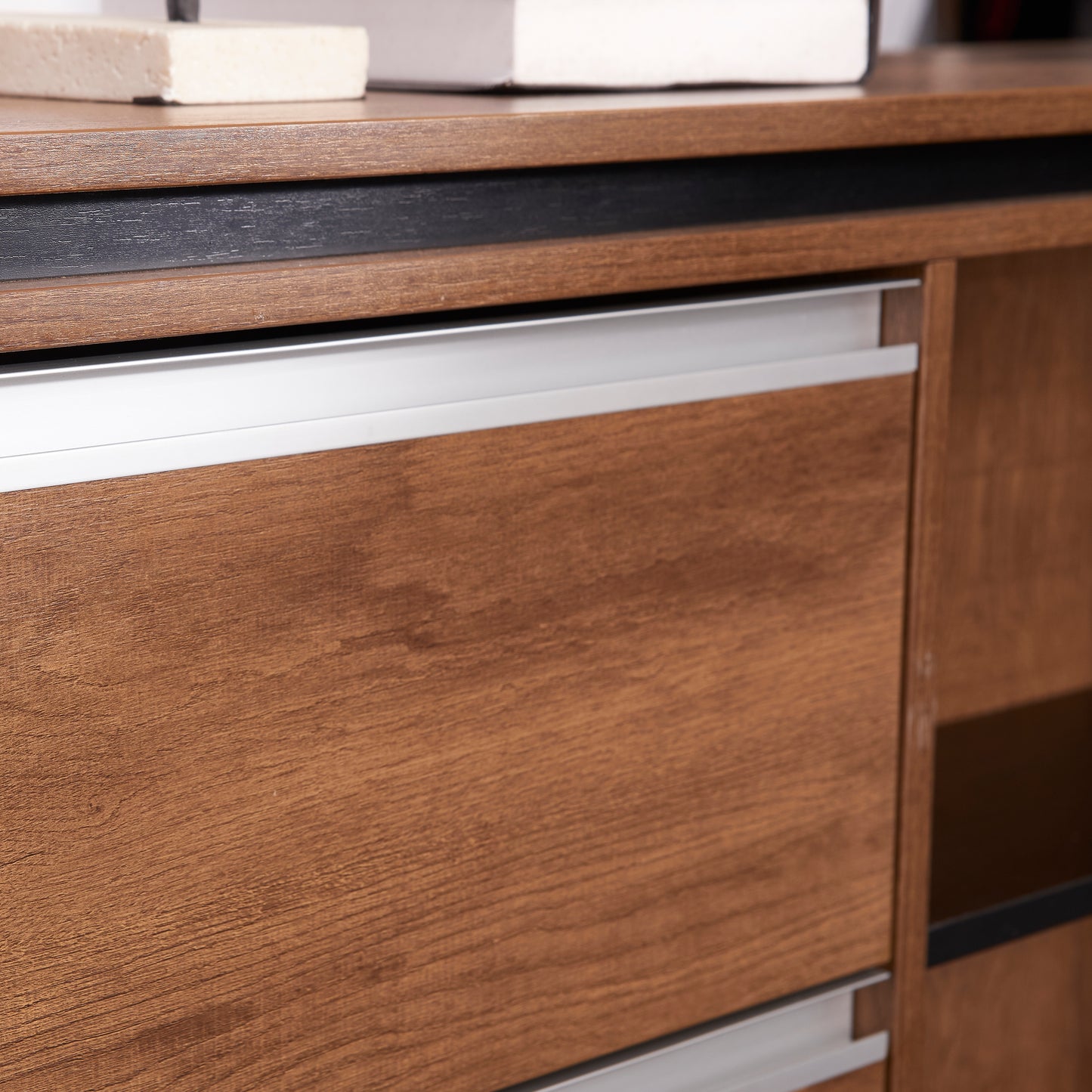 Criterion Mentor Executive Desk 1600mm Dark Oak Black Left Hand Return