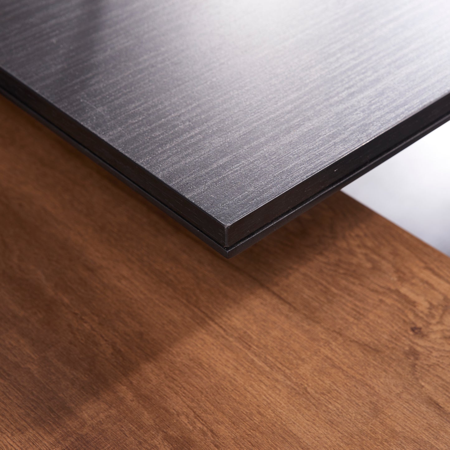 Criterion Mentor Executive Desk 1600mm Dark Oak Black Left Hand Return